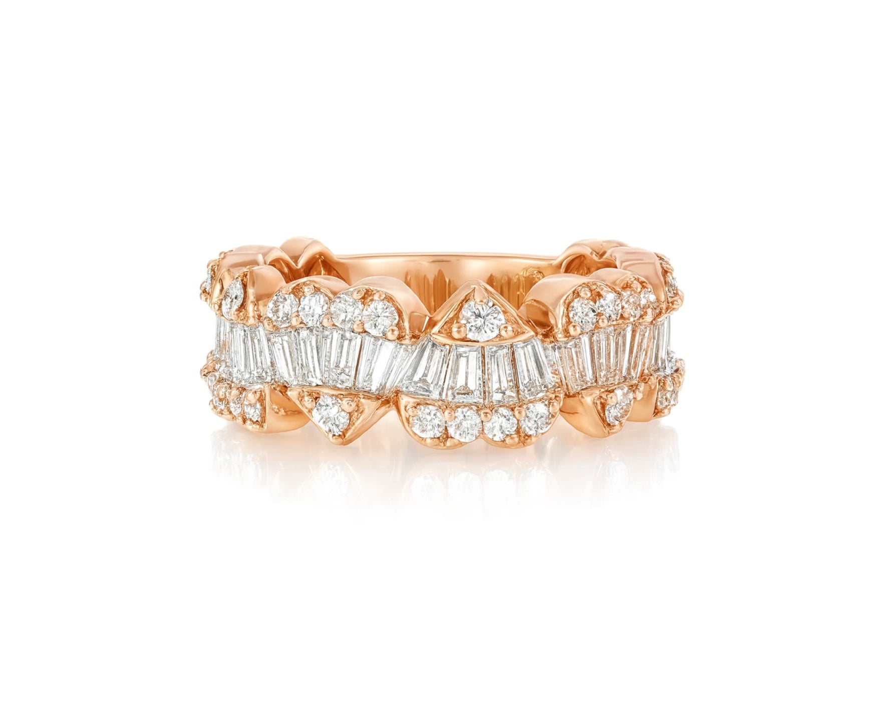 14k Gold Heart-Motif Band with Baguette & Round Diamonds 2.25ct – lifestyle 530