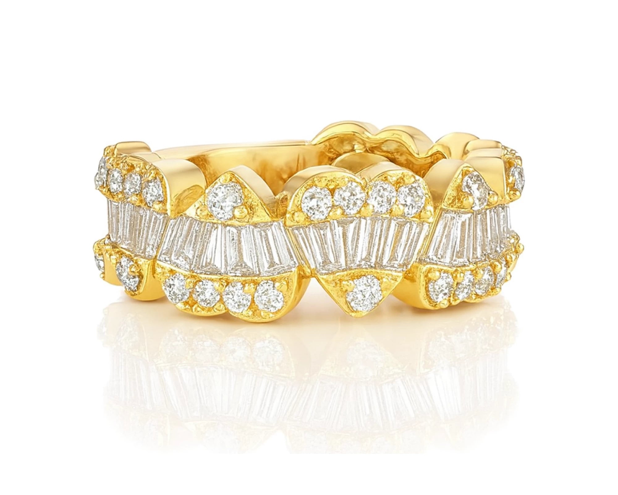 14k Gold Heart-Motif Band with Baguette & Round Diamonds 2.25ct – lifestyle 531