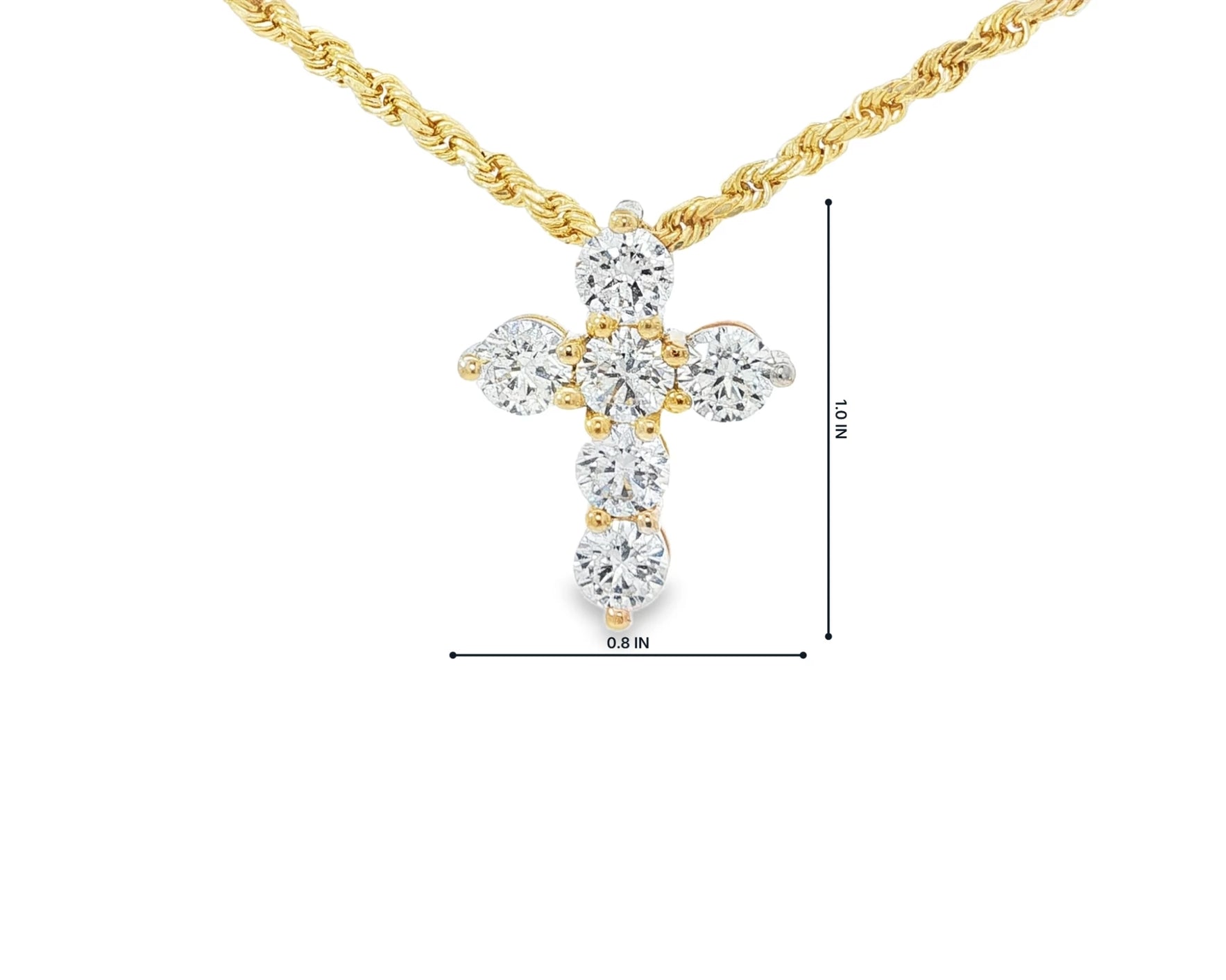 14K Gold Lab Diamond Cross Pendant Twisted Chain 3.02 CT – front view