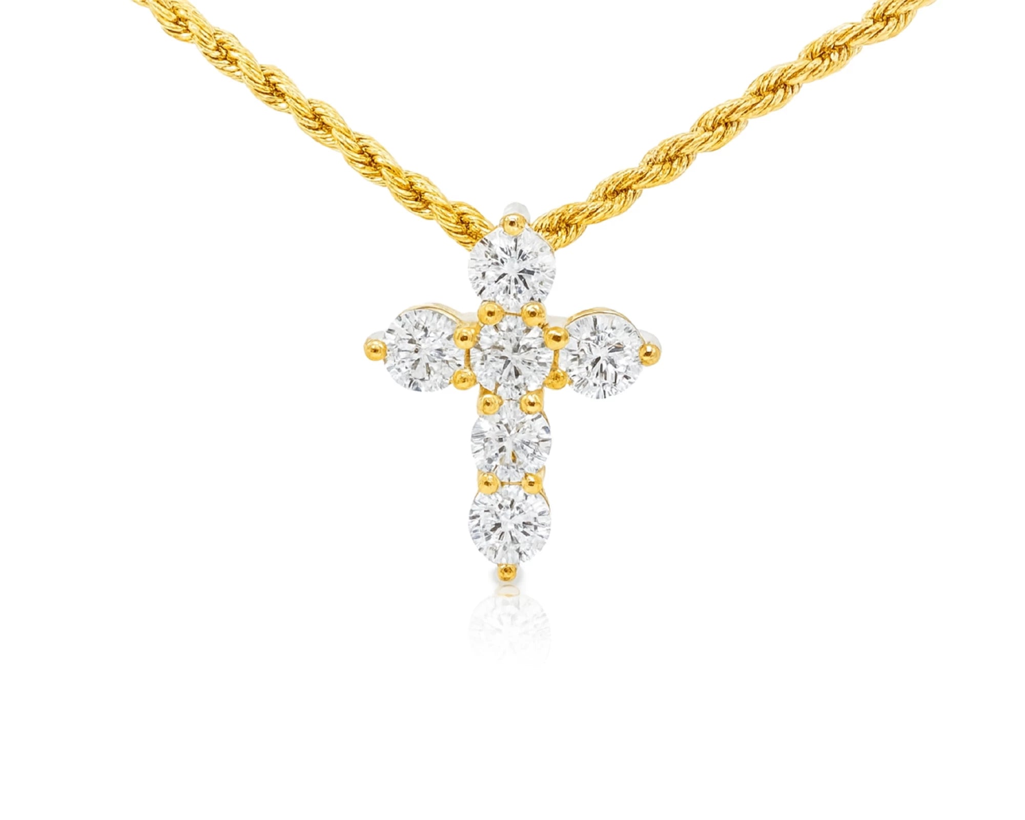 14K Gold Lab Diamond Cross Pendant Twisted Chain 3.02 CT – lifestyle 4820