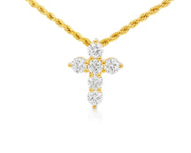 14K Gold Lab Diamond Cross Pendant Twisted Chain 3.02 CT