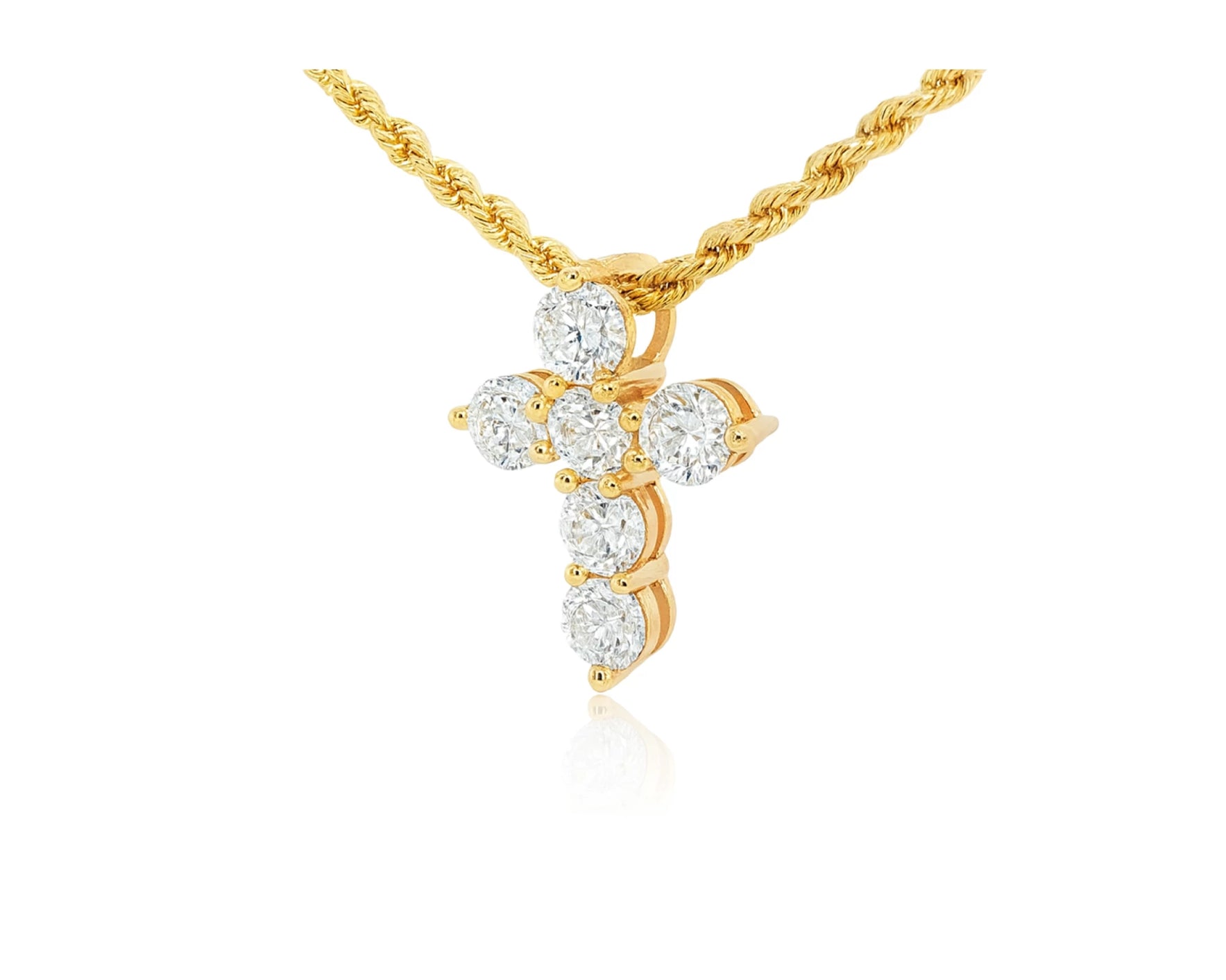 14K Gold Lab Diamond Cross Pendant Twisted Chain 3.02 CT – lifestyle 4821