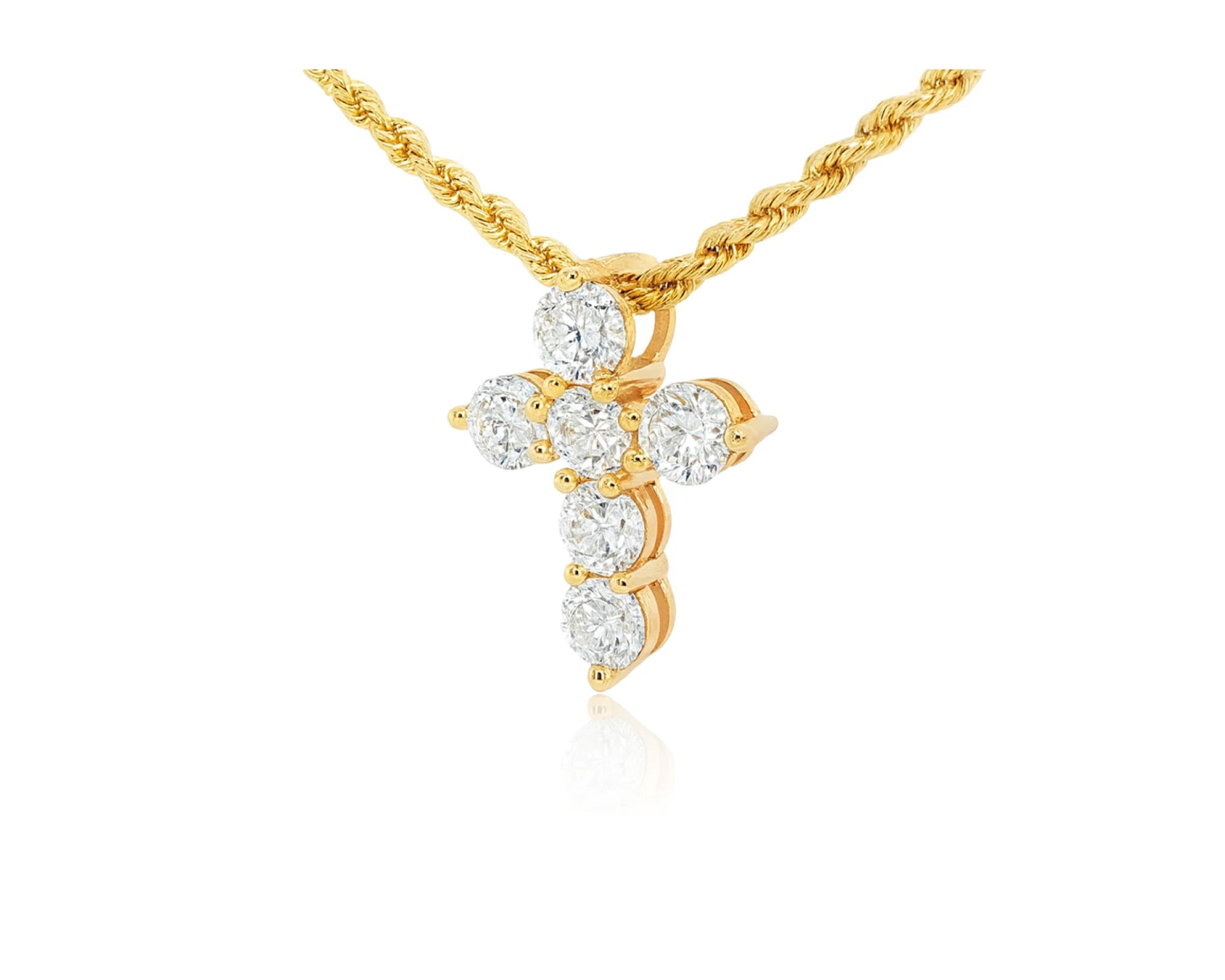 14K Gold Lab Diamond Cross Pendant Twisted Chain 3.02 CT – lifestyle 4821