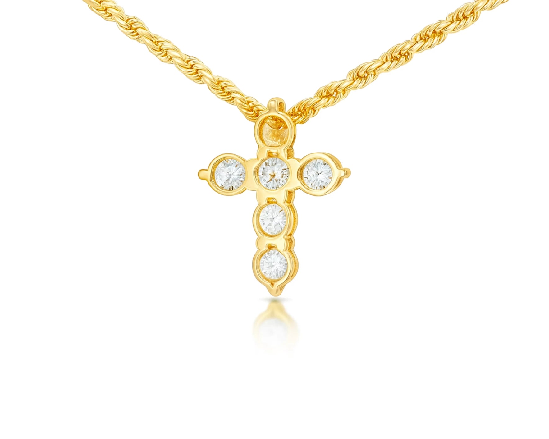 14K Gold Lab Diamond Cross Pendant Twisted Chain 3.02 CT – lifestyle 4823