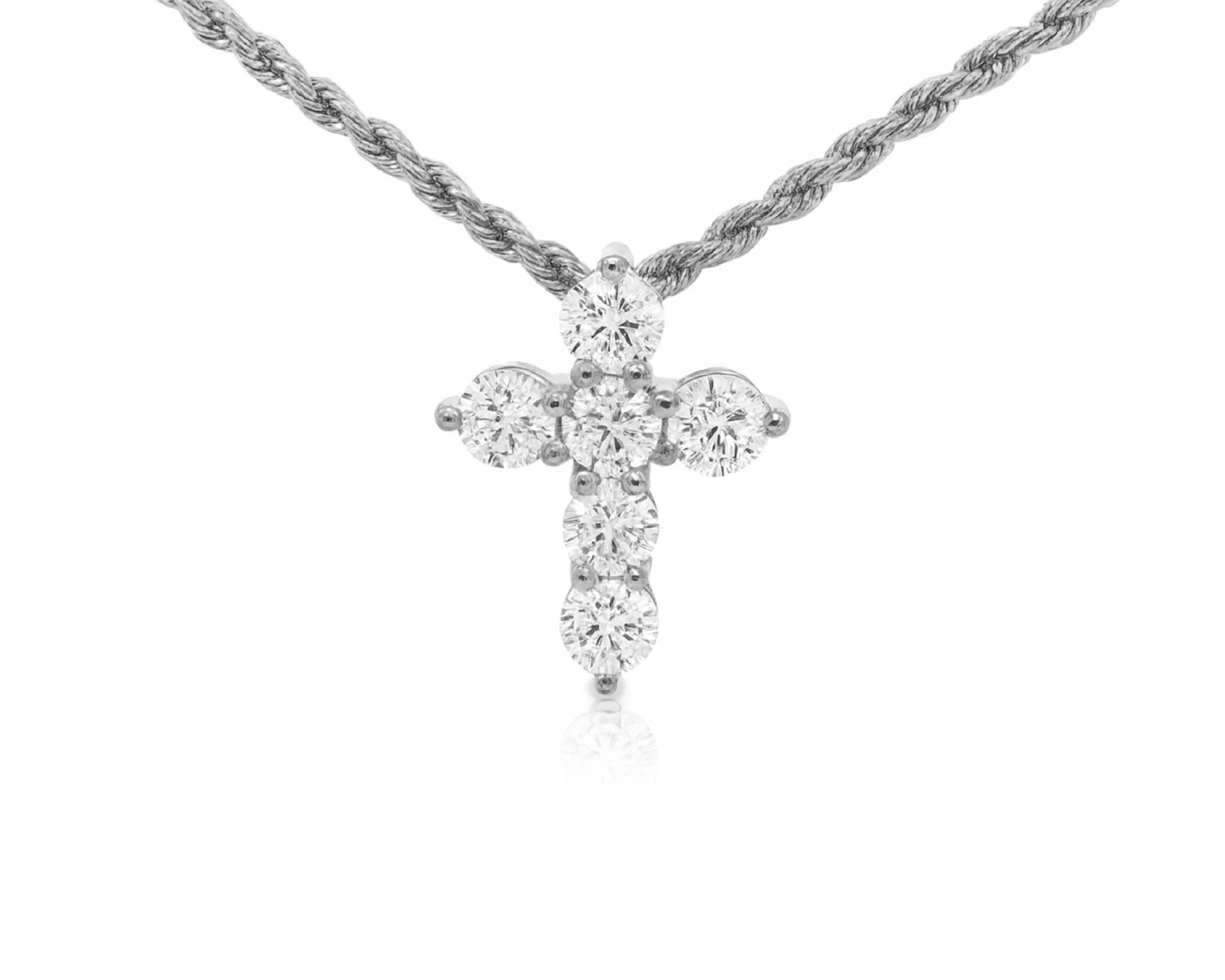 14K Gold Lab Diamond Cross Pendant Twisted Chain 3.02 CT – view 6