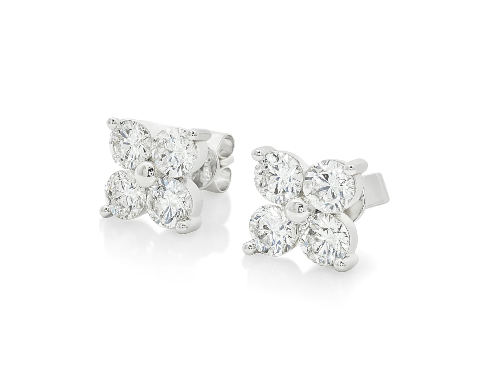 14K Gold Lab Diamond Floral Cluster Earrings 2.05 CT – lifestyle 4949