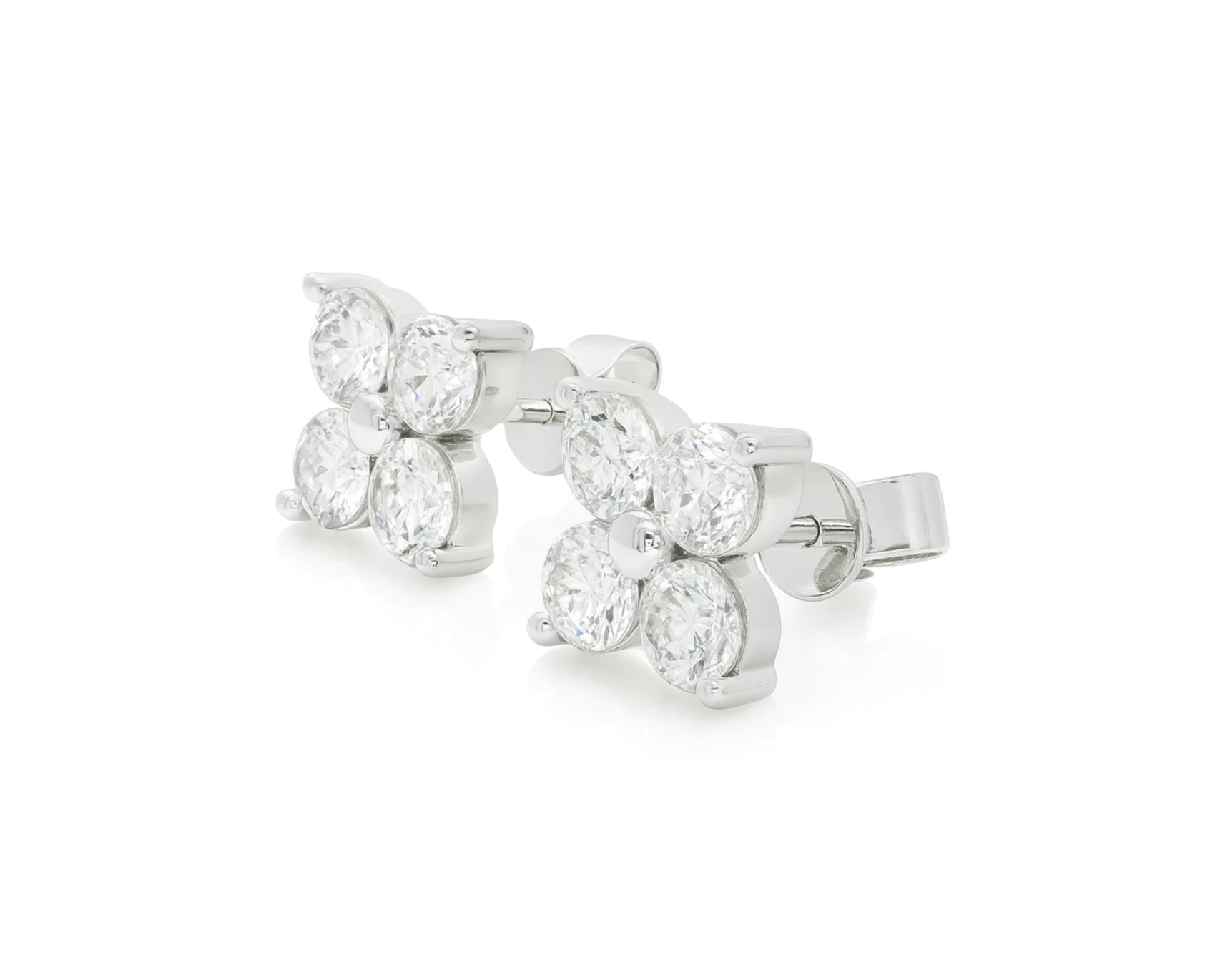 14K Gold Lab Diamond Floral Cluster Earrings 2.05 CT – lifestyle 4950