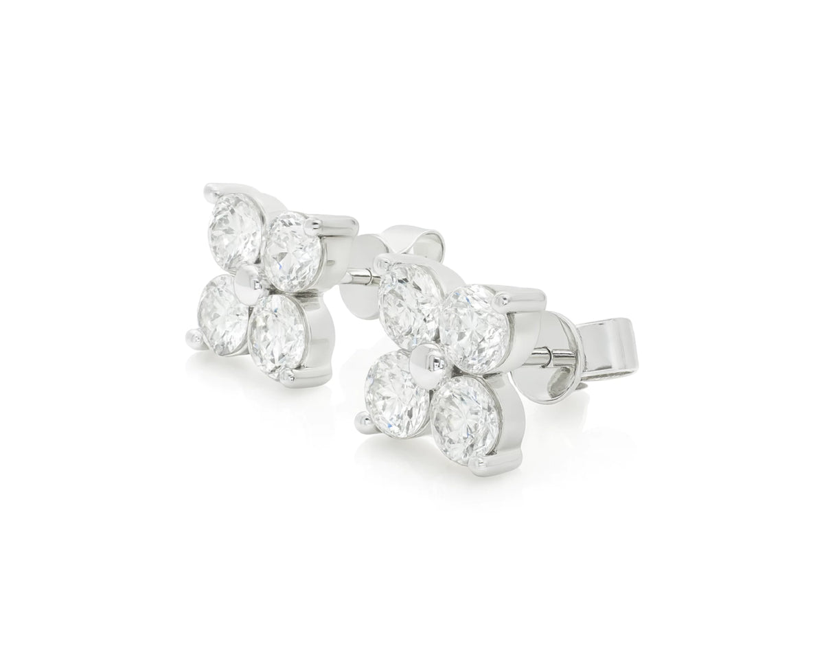 14K Gold Lab Diamond Floral Cluster Earrings 2.05 CT – lifestyle 4950