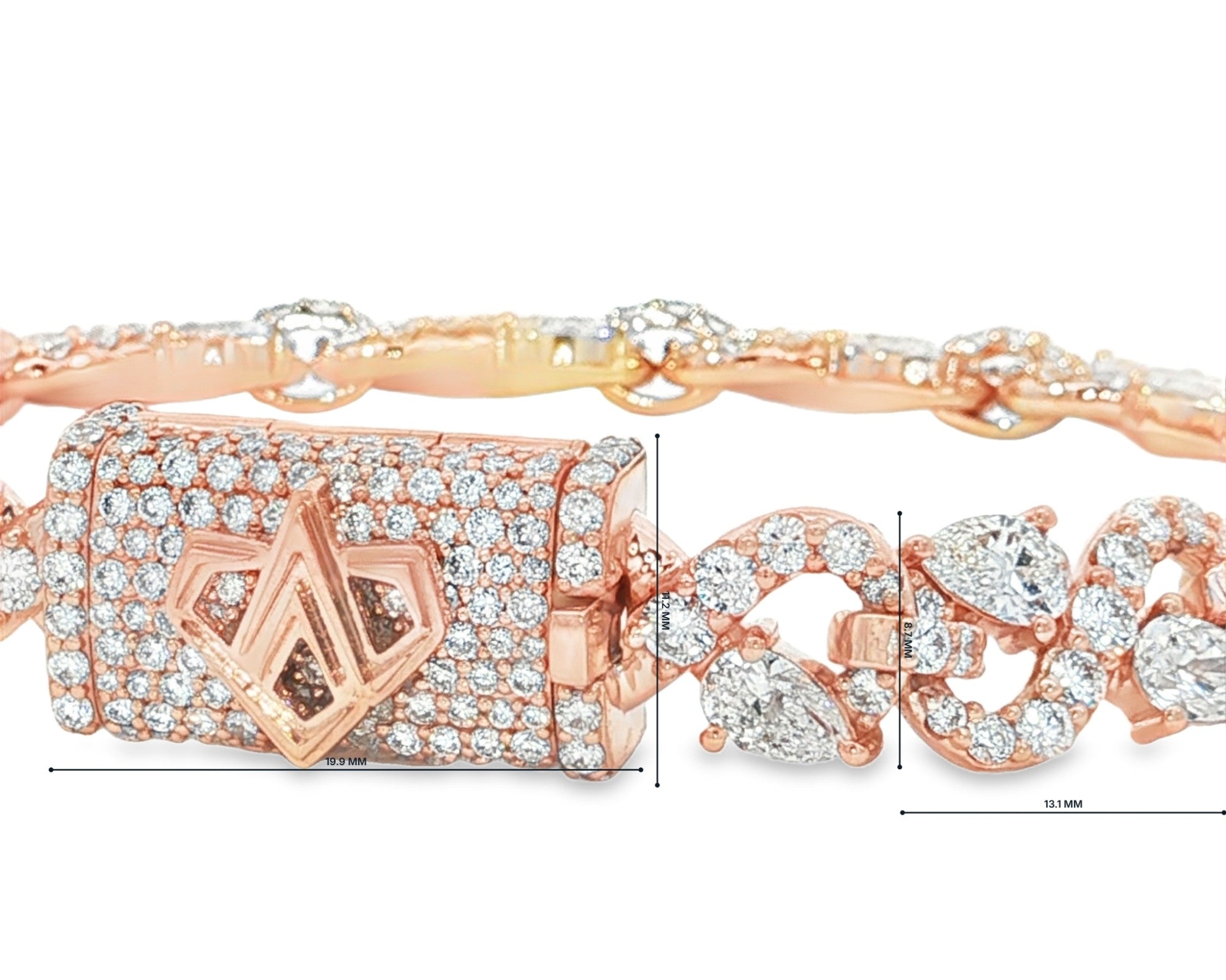 14K Gold Lab Ground Diamond Bracelet Twisted Design 13.20 CT – front view