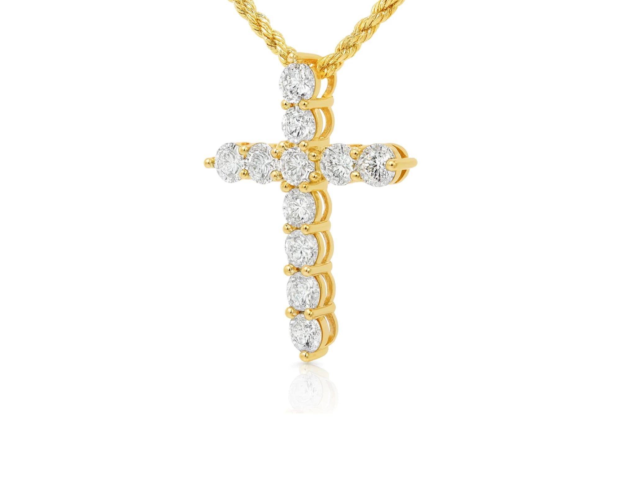 14K Gold Lab Ground Diamond Cross Pendant with Twisted Chain 5.01 CT – lifestyle 4837
