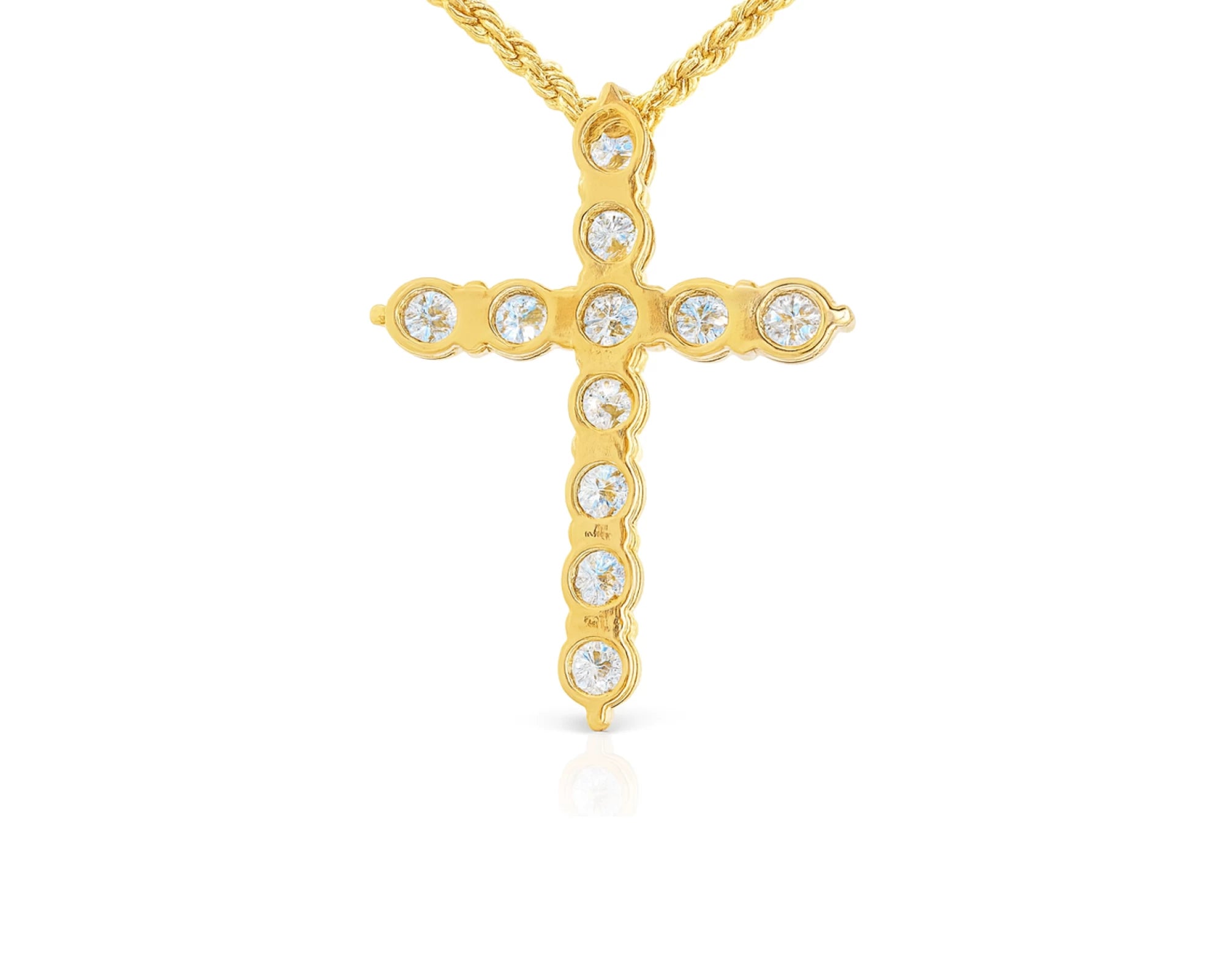 14K Gold Lab Ground Diamond Cross Pendant with Twisted Chain 5.01 CT – lifestyle 4839