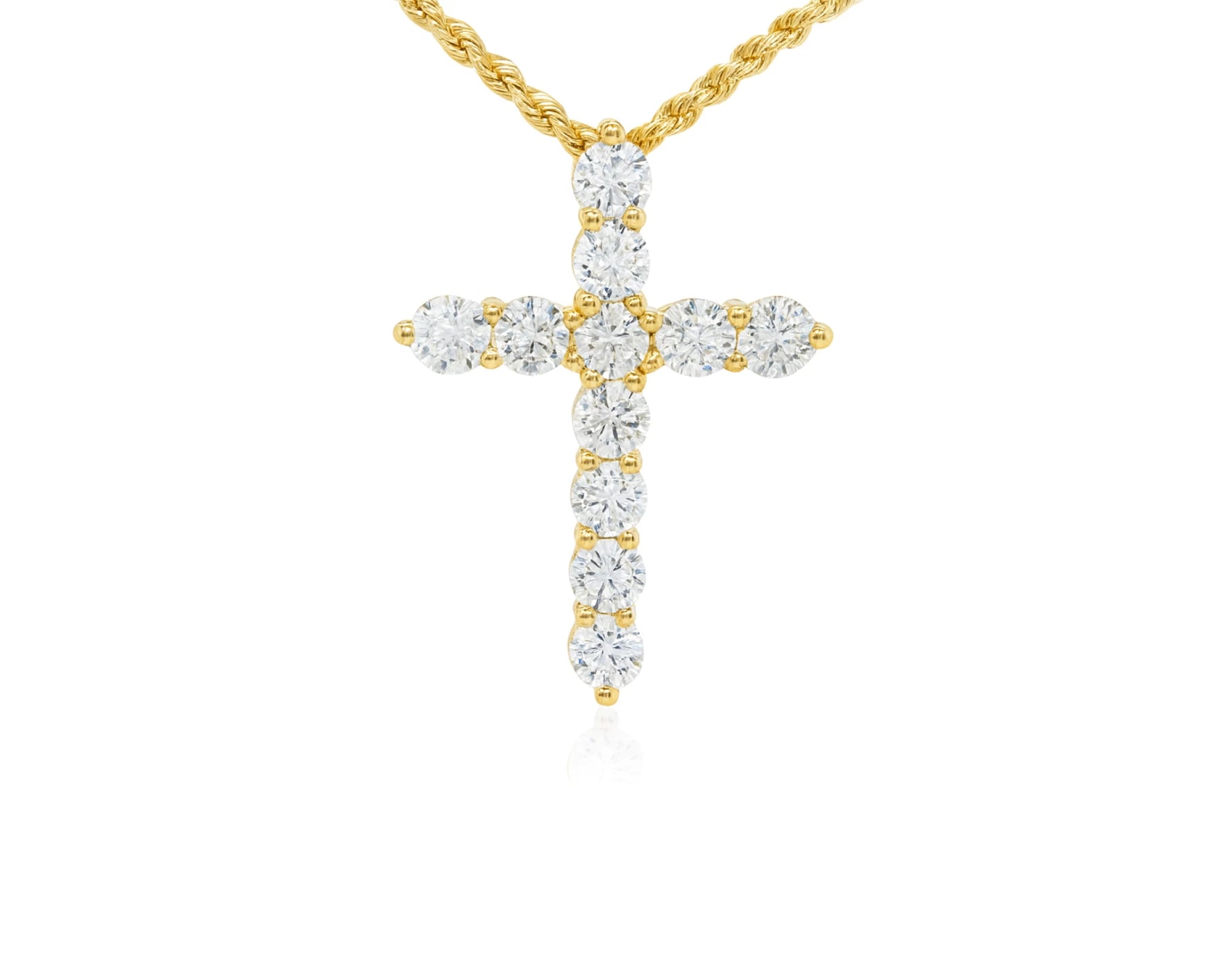 14K Gold Lab Ground Diamond Cross Pendant with Twisted Chain 5.01 CT – lifestyle 4845