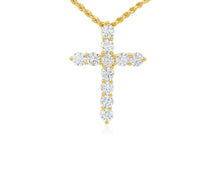 14K Gold Lab Ground Diamond Cross Pendant with Twisted Chain 5.01 CT
