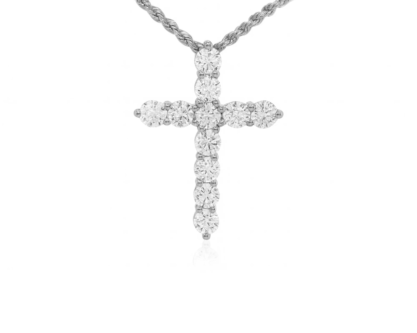 14K Gold Lab Ground Diamond Cross Pendant with Twisted Chain 5.01 CT – view 2