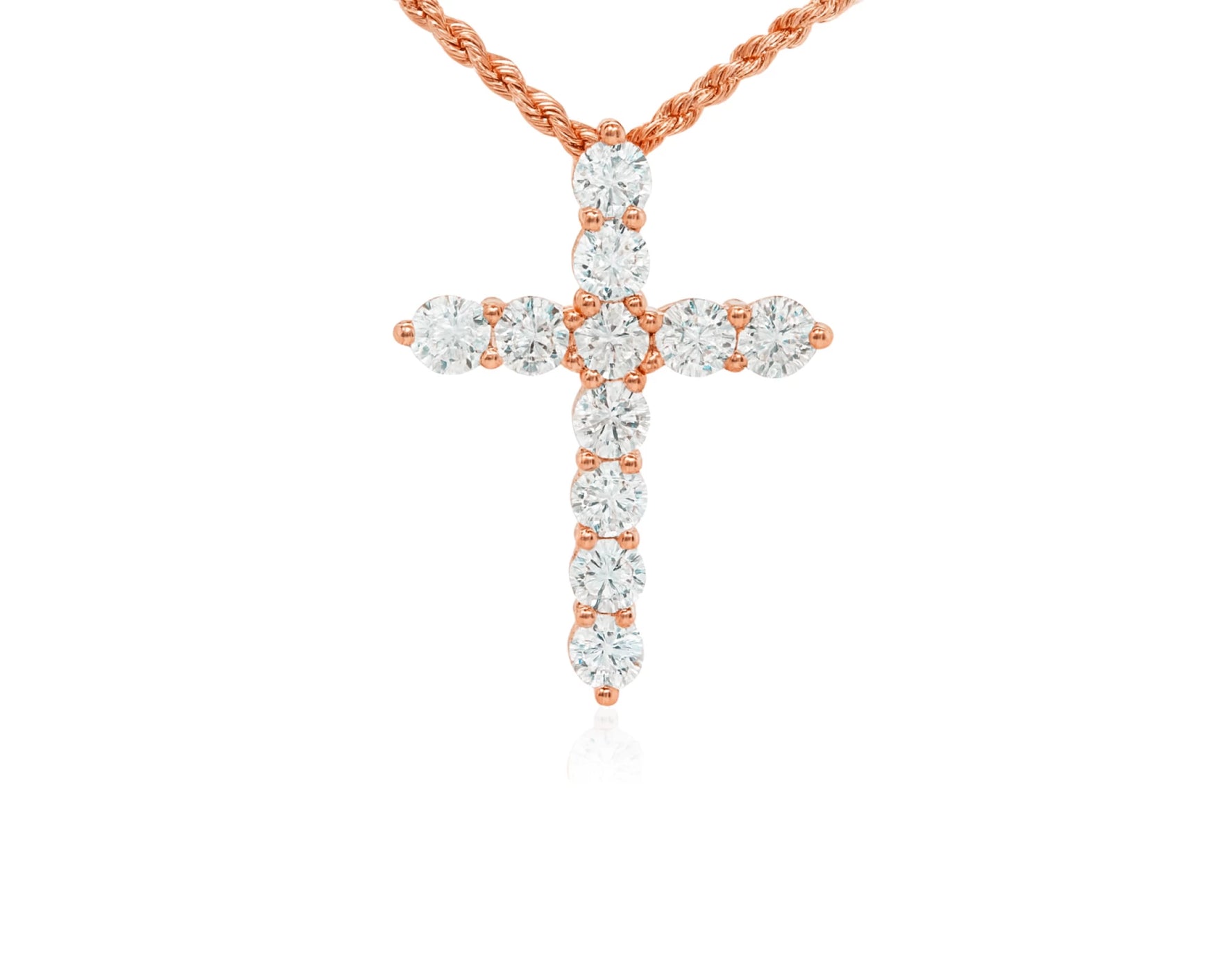 14K Gold Lab Ground Diamond Cross Pendant with Twisted Chain 5.01 CT – view 3