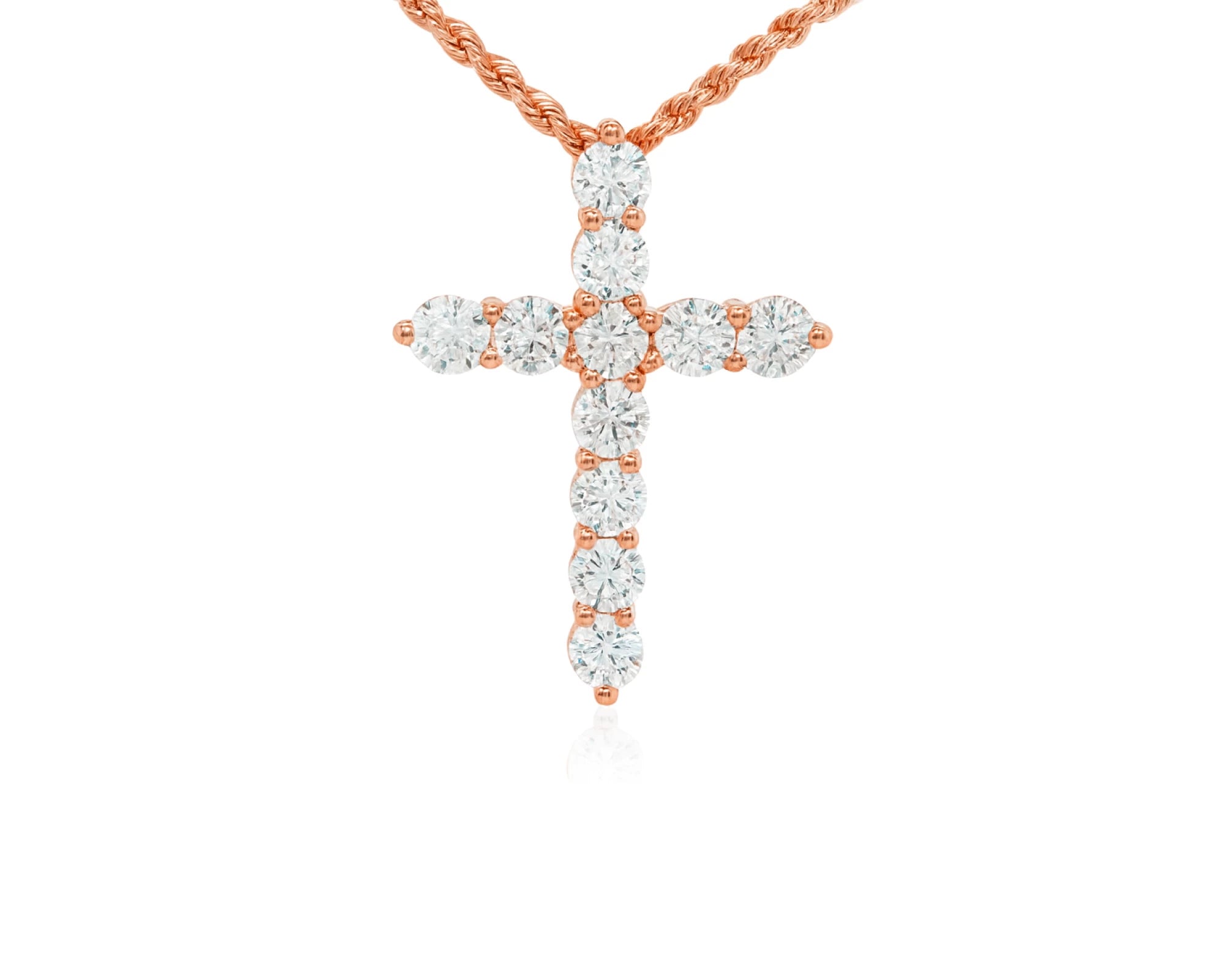 14K Gold Lab Ground Diamond Cross Pendant with Twisted Chain 5.01 CT – view 3