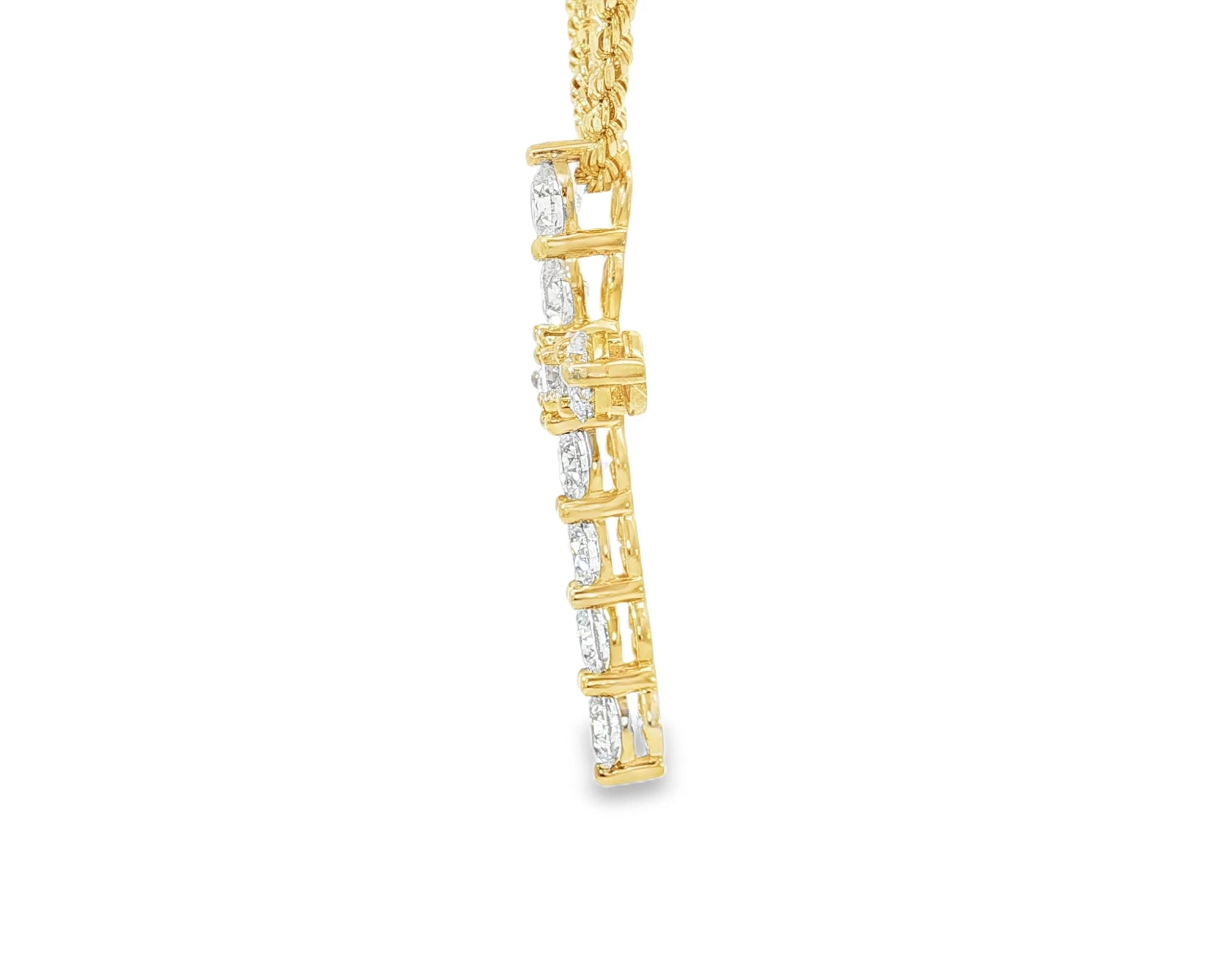 14K Gold Lab Ground Diamond Cross Pendant with Twisted Chain 5.01 CT – view 6