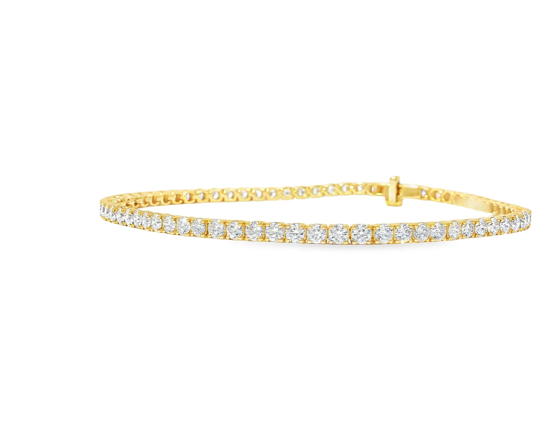 14k Gold Lab - Grown Diamond Bracelet with Classic Round - Cut Tennis Design 3.51ct - AVI THE JEWELER