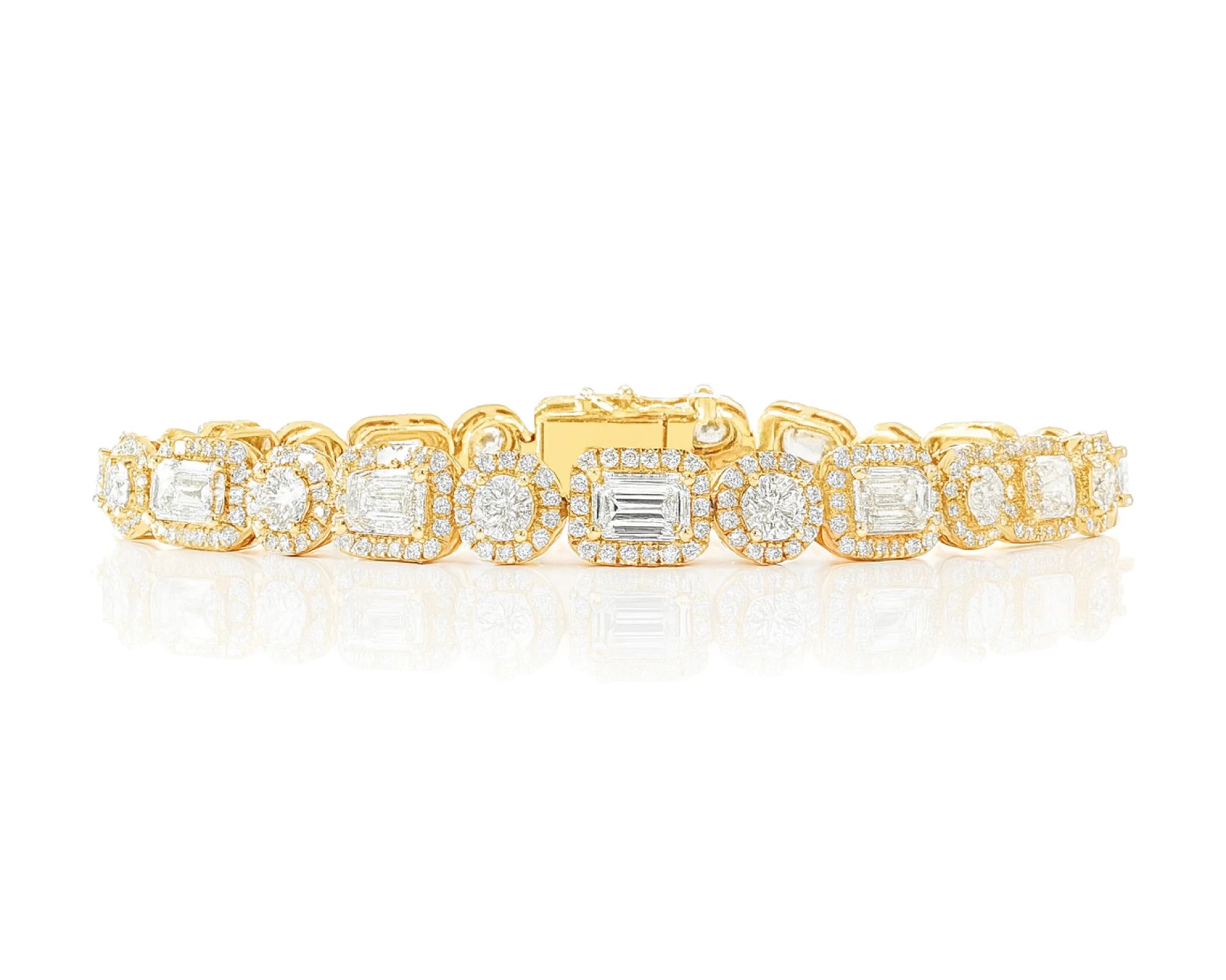 14k Gold Lab-Grown Diamond Bracelet with Emerald-Cut & Round-Cut Halo Design 10.99ct – lifestyle 4377
