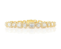 14k Gold Lab-Grown Diamond Bracelet with Emerald-Cut & Round-Cut Halo Design 10.99ct