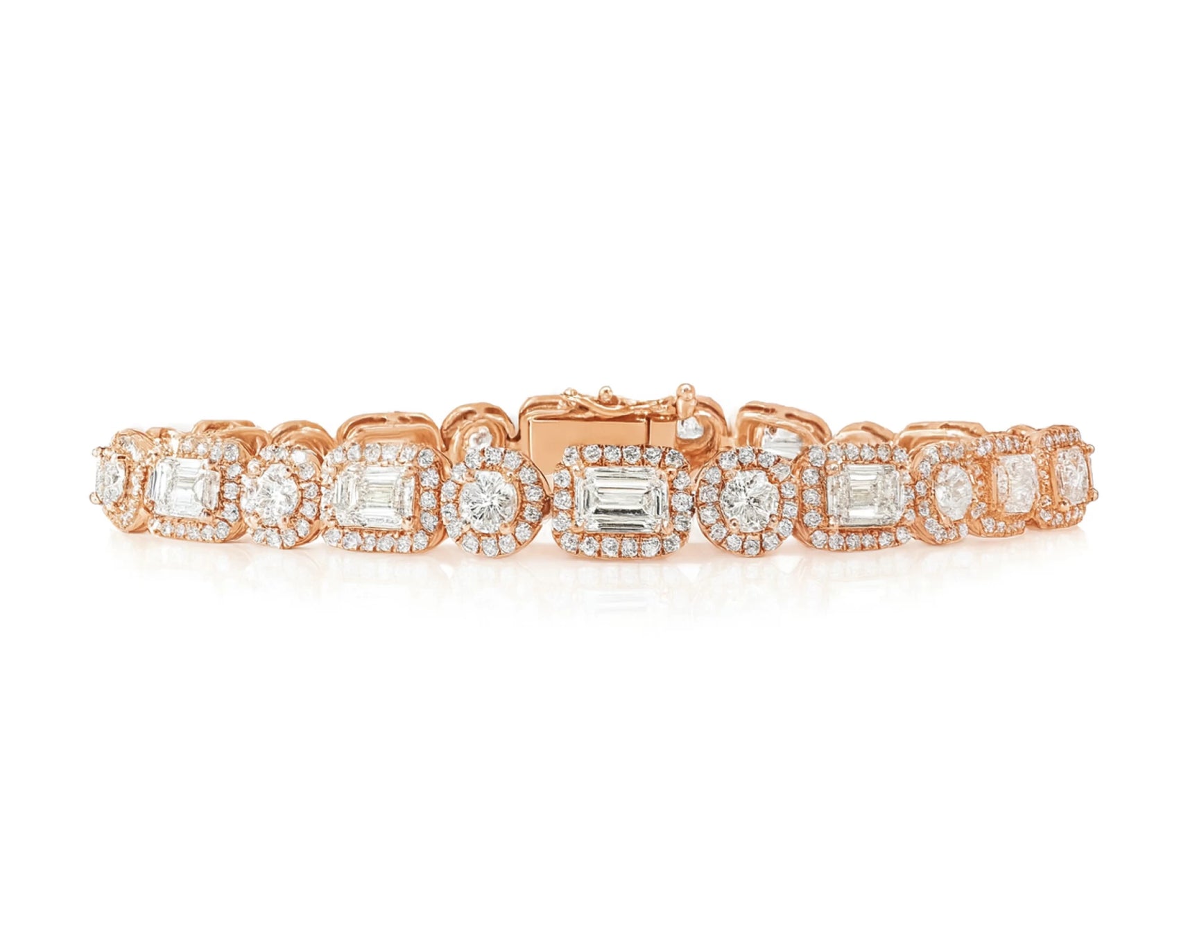 14k Gold Lab-Grown Diamond Bracelet with Emerald-Cut & Round-Cut Halo Design 10.99ct – lifestyle 4378
