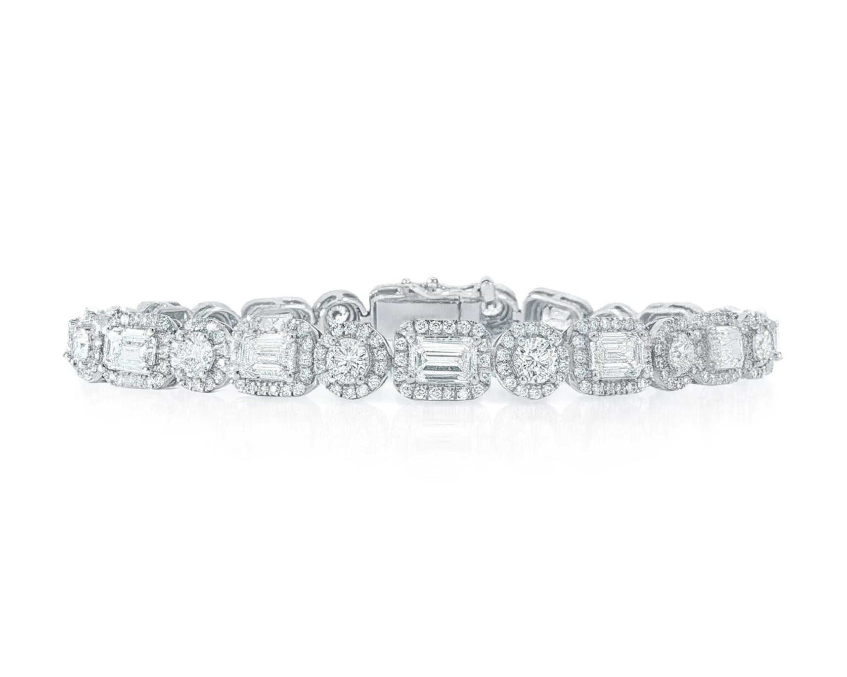 14k Gold Lab-Grown Diamond Bracelet with Emerald-Cut & Round-Cut Halo Design 10.99ct – lifestyle 4379
