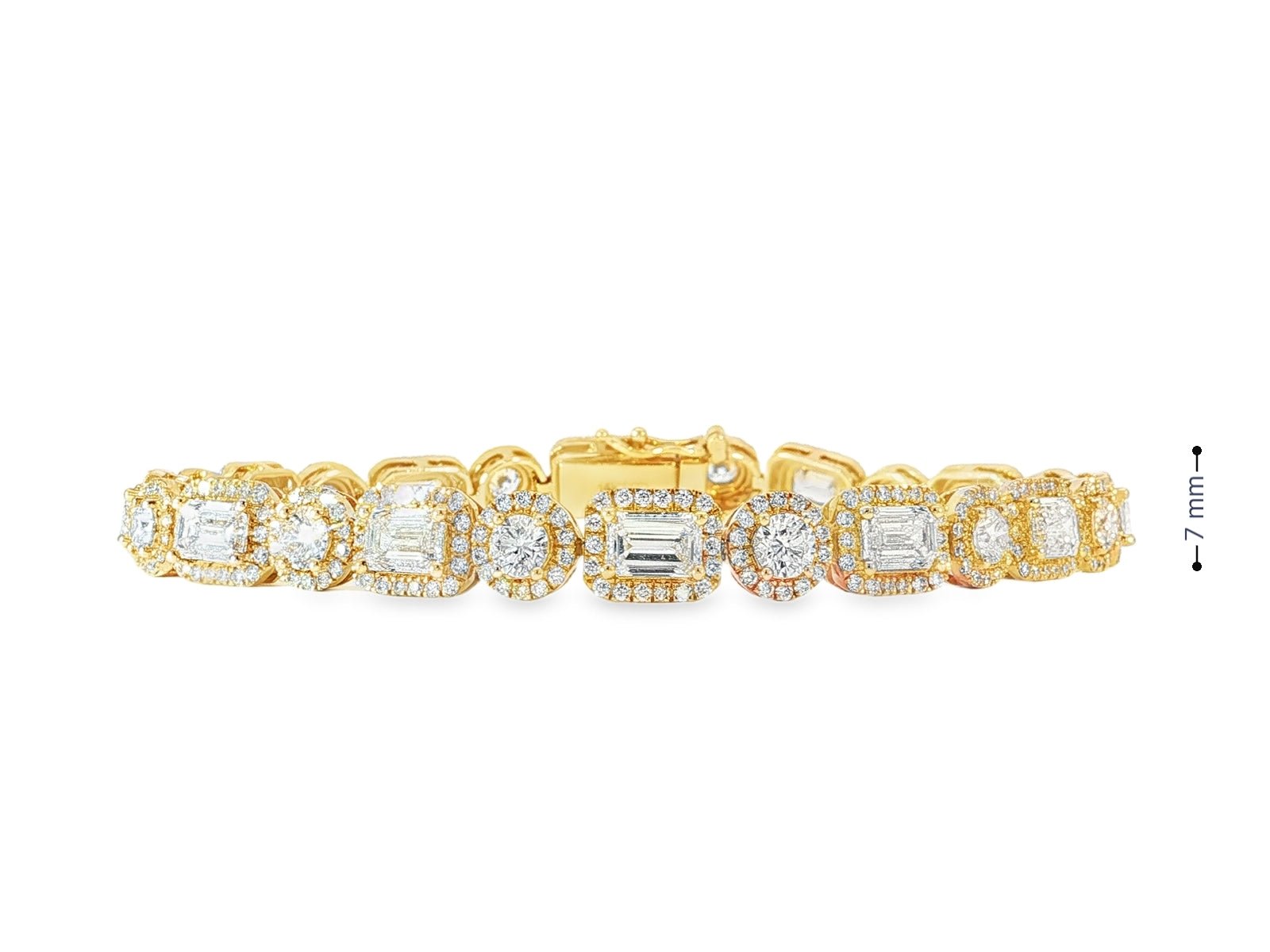 14k Gold Lab - Grown Diamond Bracelet with Emerald - Cut & Round - Cut Halo Design 10.99ct - AVI THE JEWELER