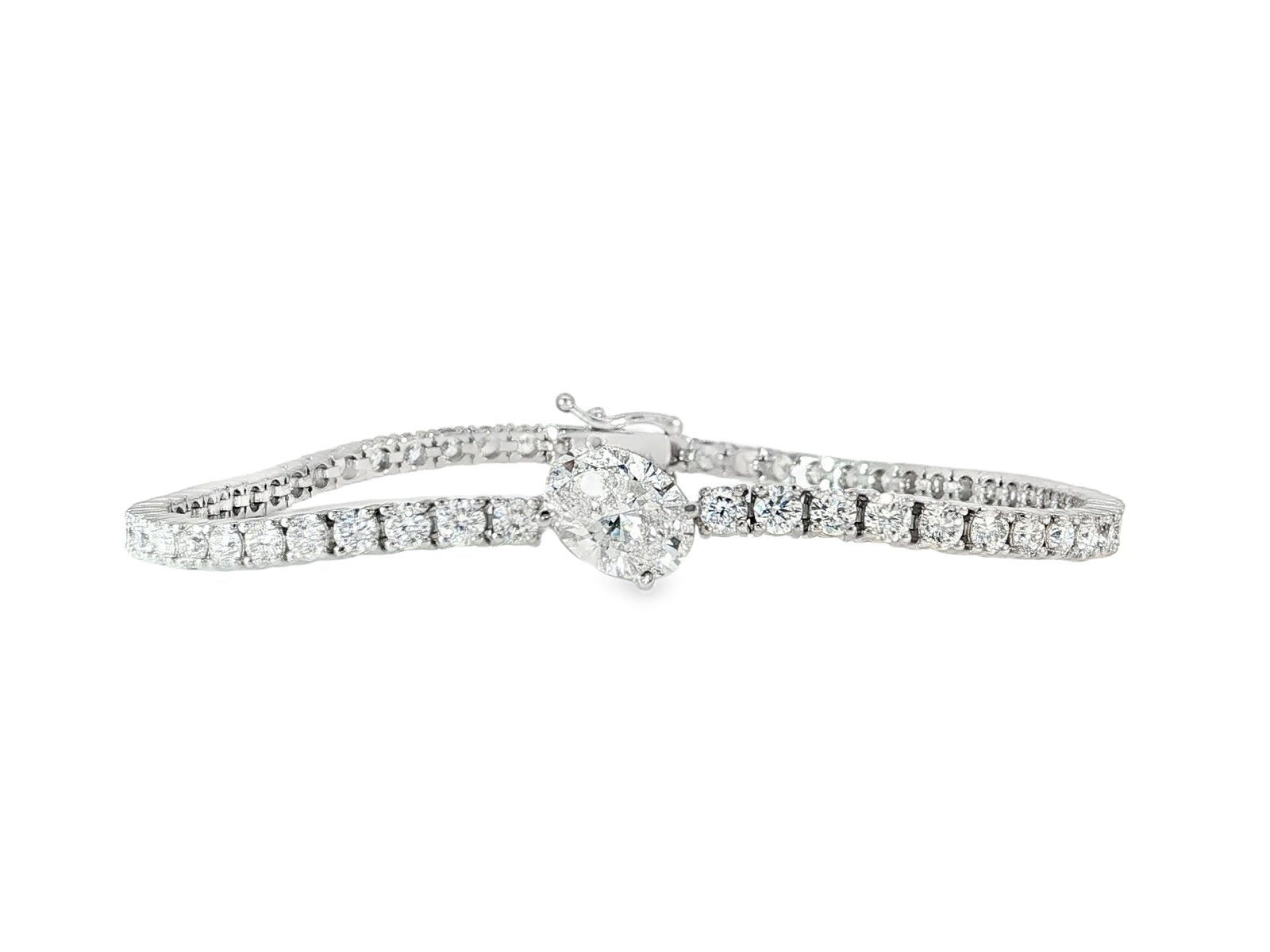 14k Gold Lab - Grown Diamond Bracelet with Oval & Round - Cut Design 6.65ct - AVI THE JEWELER