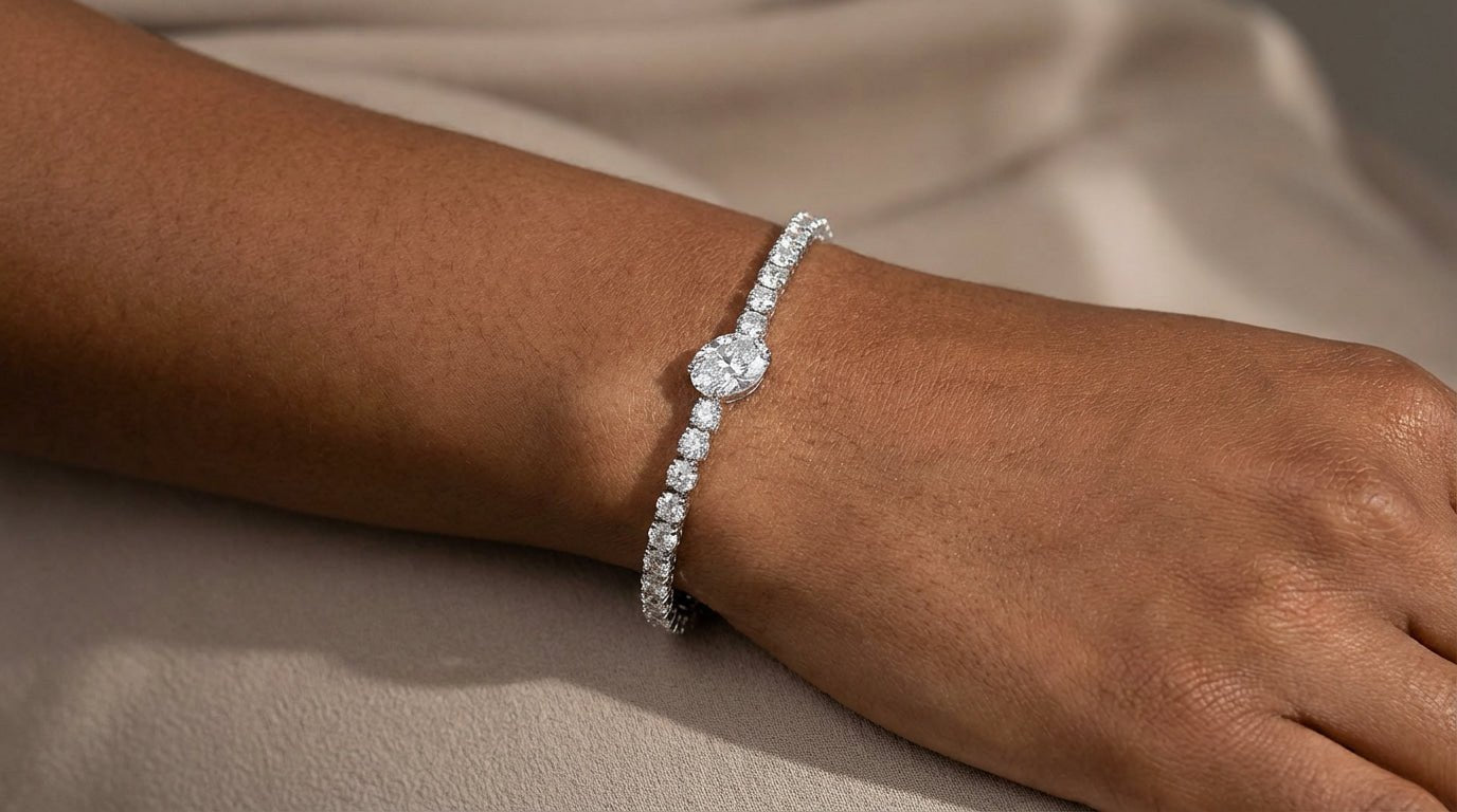 14k Gold Lab - Grown Diamond Bracelet with Oval & Round - Cut Design 6.65ct - AVI THE JEWELER