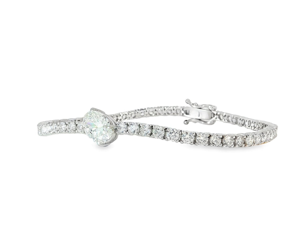 14k Gold Lab - Grown Diamond Bracelet with Oval & Round - Cut Design 6.65ct - AVI THE JEWELER