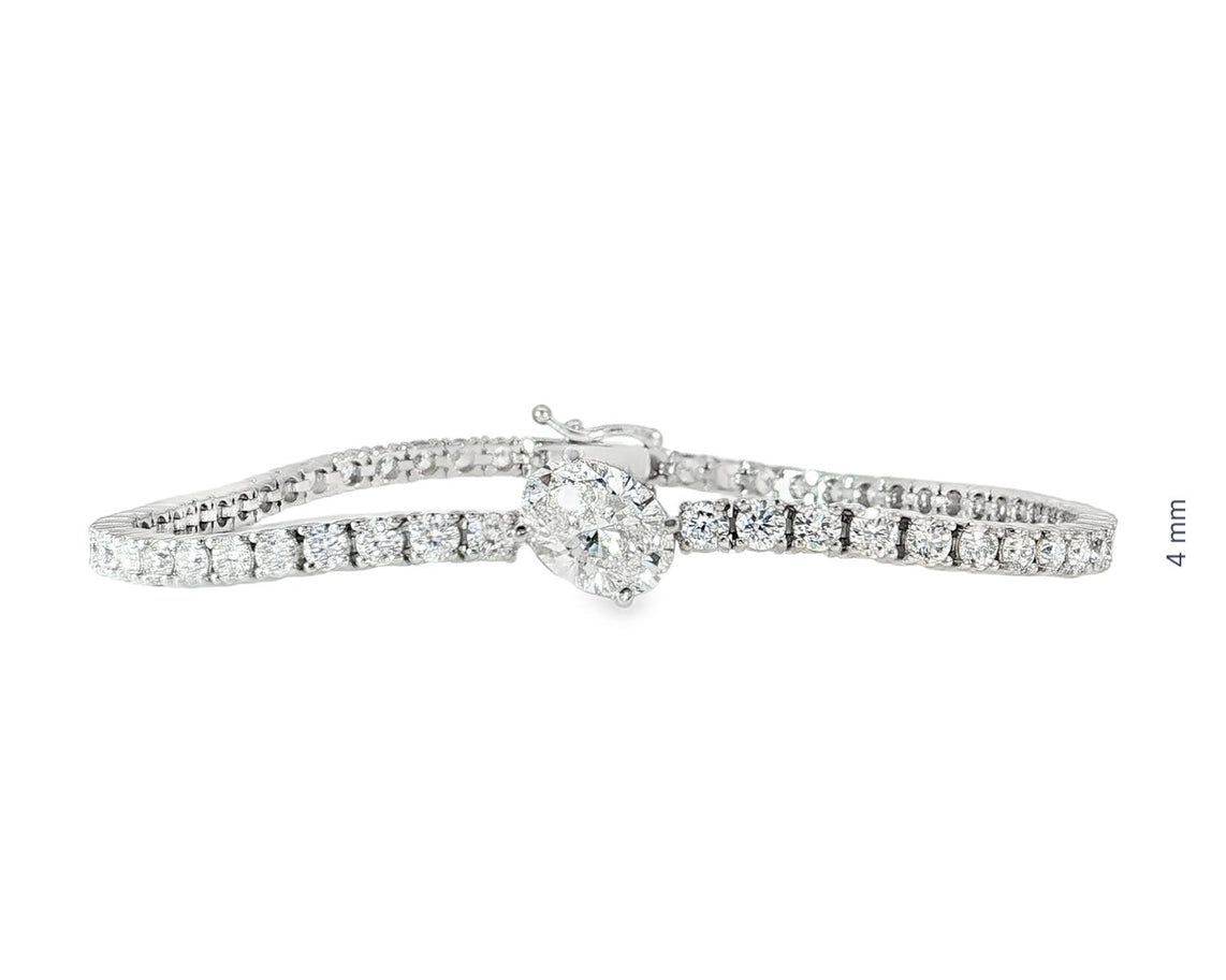 14k Gold Lab - Grown Diamond Bracelet with Oval & Round - Cut Design 6.65ct - AVI THE JEWELER
