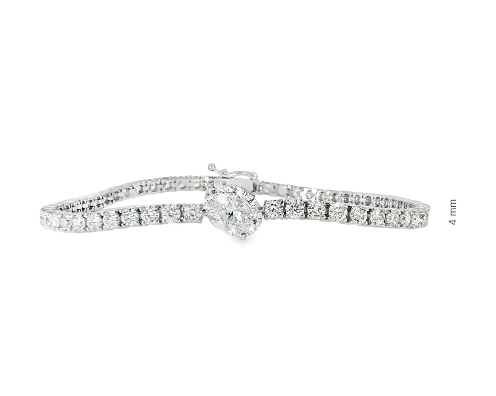 14k Gold Lab-Grown Diamond Bracelet with Oval & Round-Cut Design 6.65ct – front view