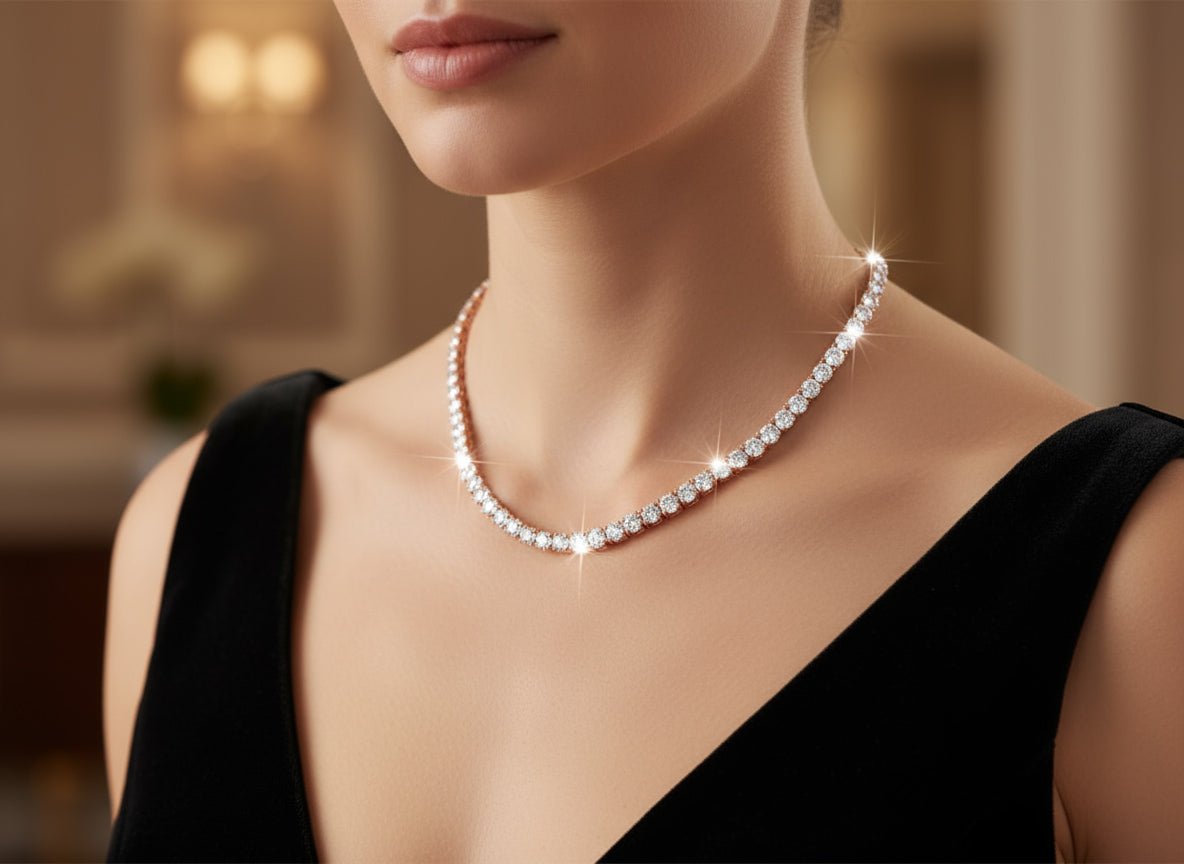 14k Gold Lab - Grown Diamond Necklace with Classic Round - Cut Design 27.61ct - AVI THE JEWELER