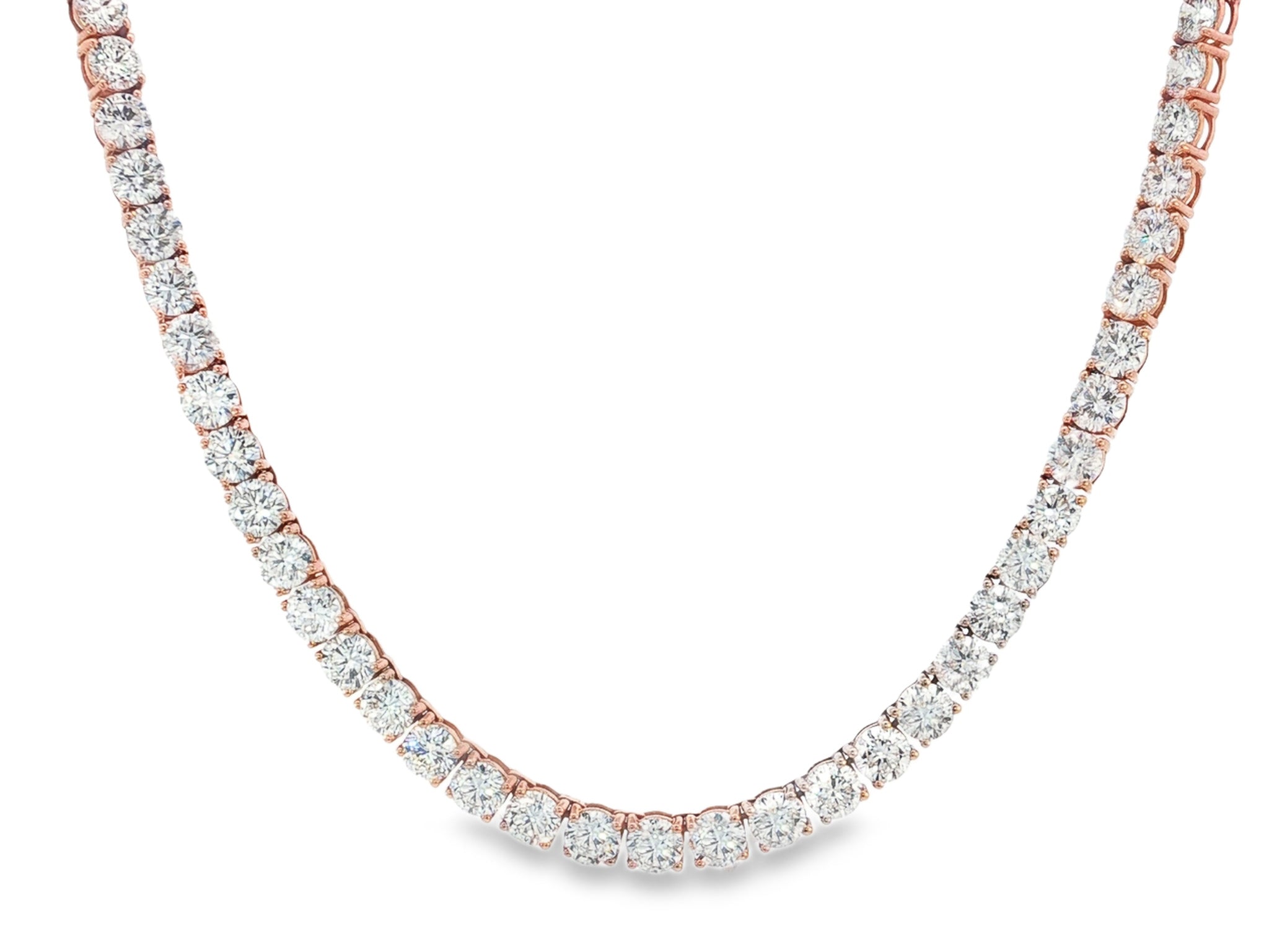 14k Gold Lab - Grown Diamond Necklace with Classic Round - Cut Design 27.61ct - AVI THE JEWELER