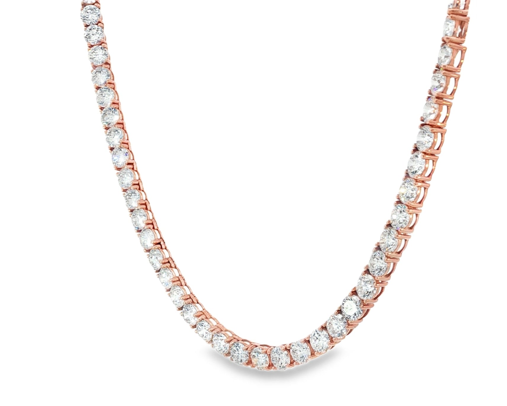 14k Gold Lab - Grown Diamond Necklace with Classic Round - Cut Design 27.61ct - AVI THE JEWELER