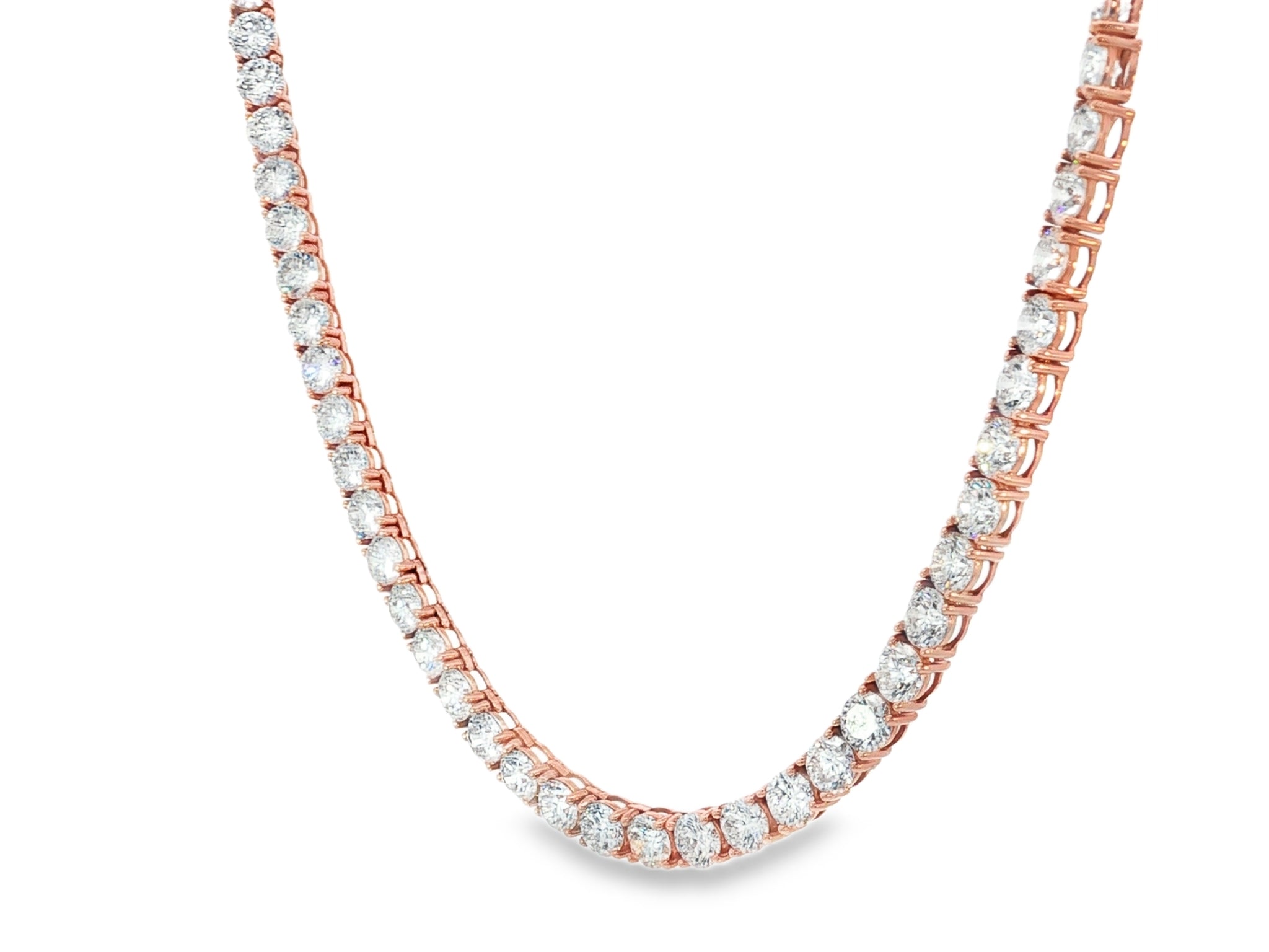 14k Gold Lab - Grown Diamond Necklace with Classic Round - Cut Design 27.61ct - AVI THE JEWELER