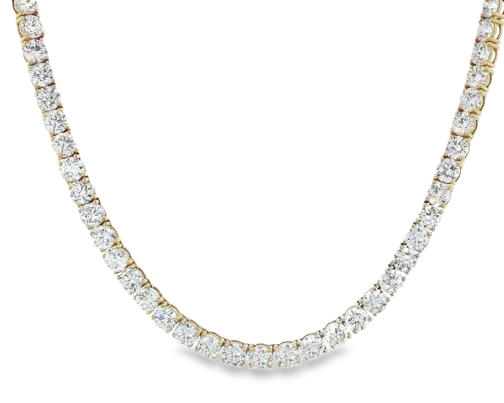 14k Gold Lab - Grown Diamond Necklace with Classic Round - Cut Design 27.61ct - AVI THE JEWELER