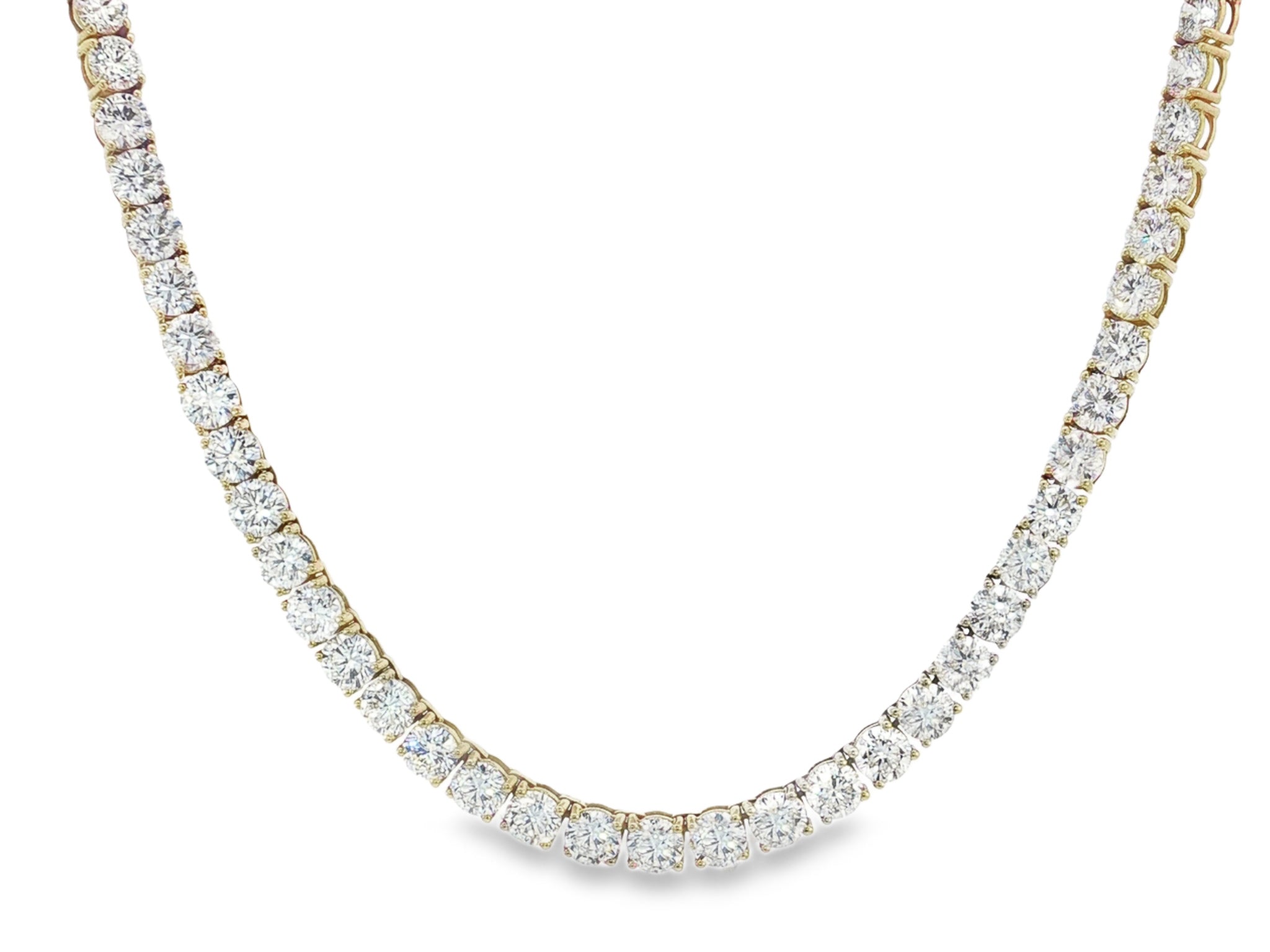 14k Gold Lab - Grown Diamond Necklace with Classic Round - Cut Design 27.61ct - AVI THE JEWELER