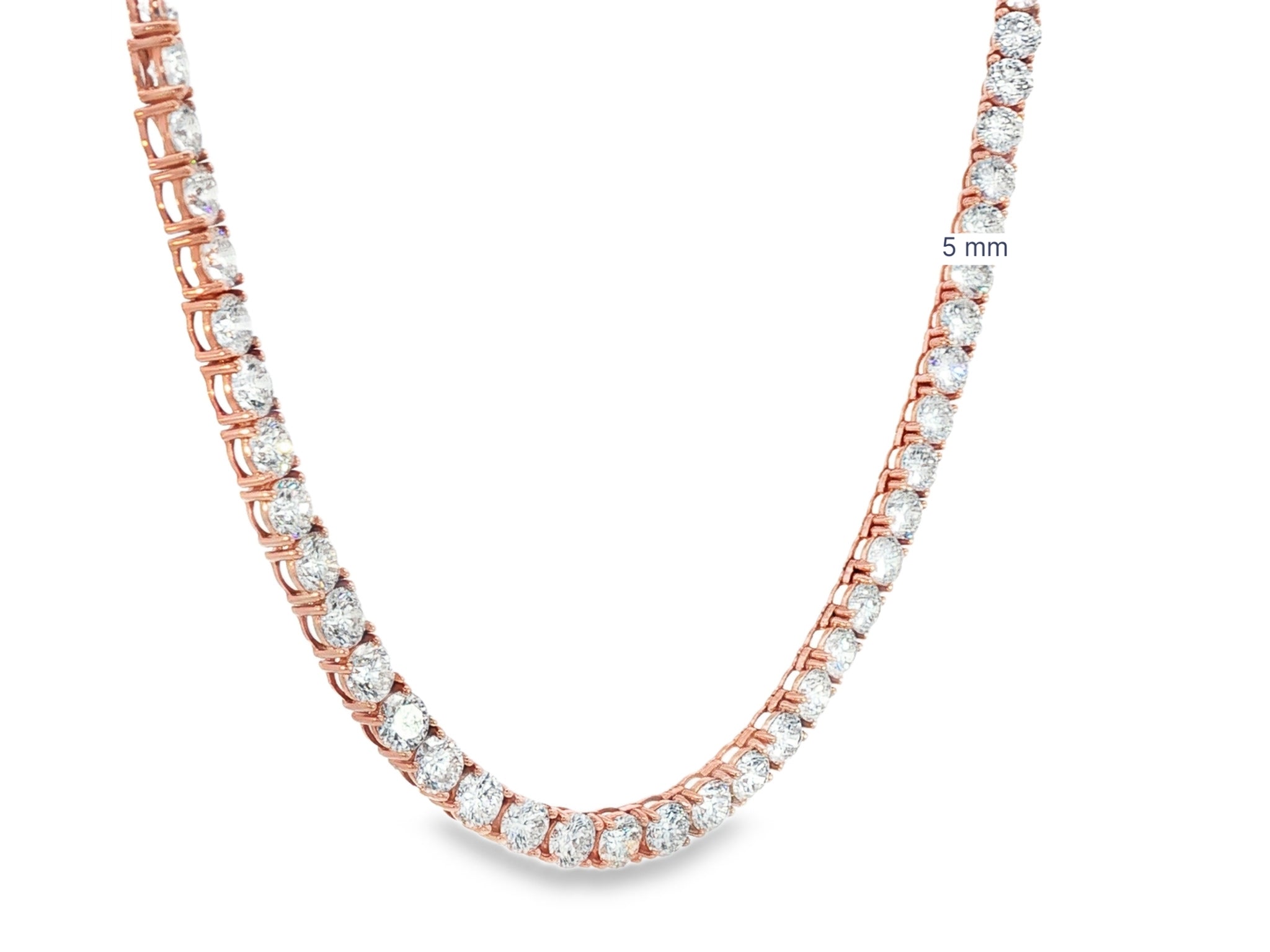 14k Gold Lab - Grown Diamond Necklace with Classic Round - Cut Design 27.61ct - AVI THE JEWELER