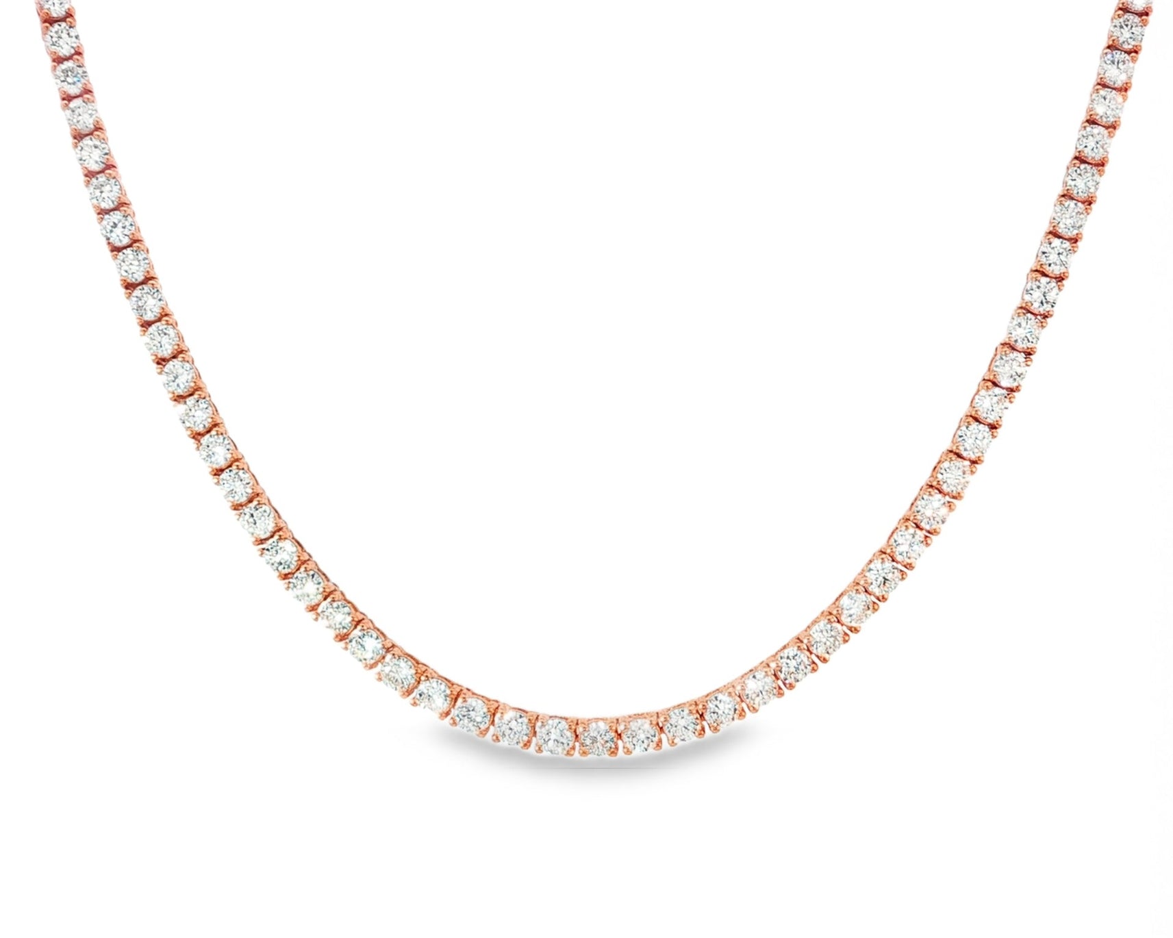 14k Gold Lab Grown Diamond Necklace with Classic Round - Cut Tennis Design 10.43ct - AVI THE JEWELER