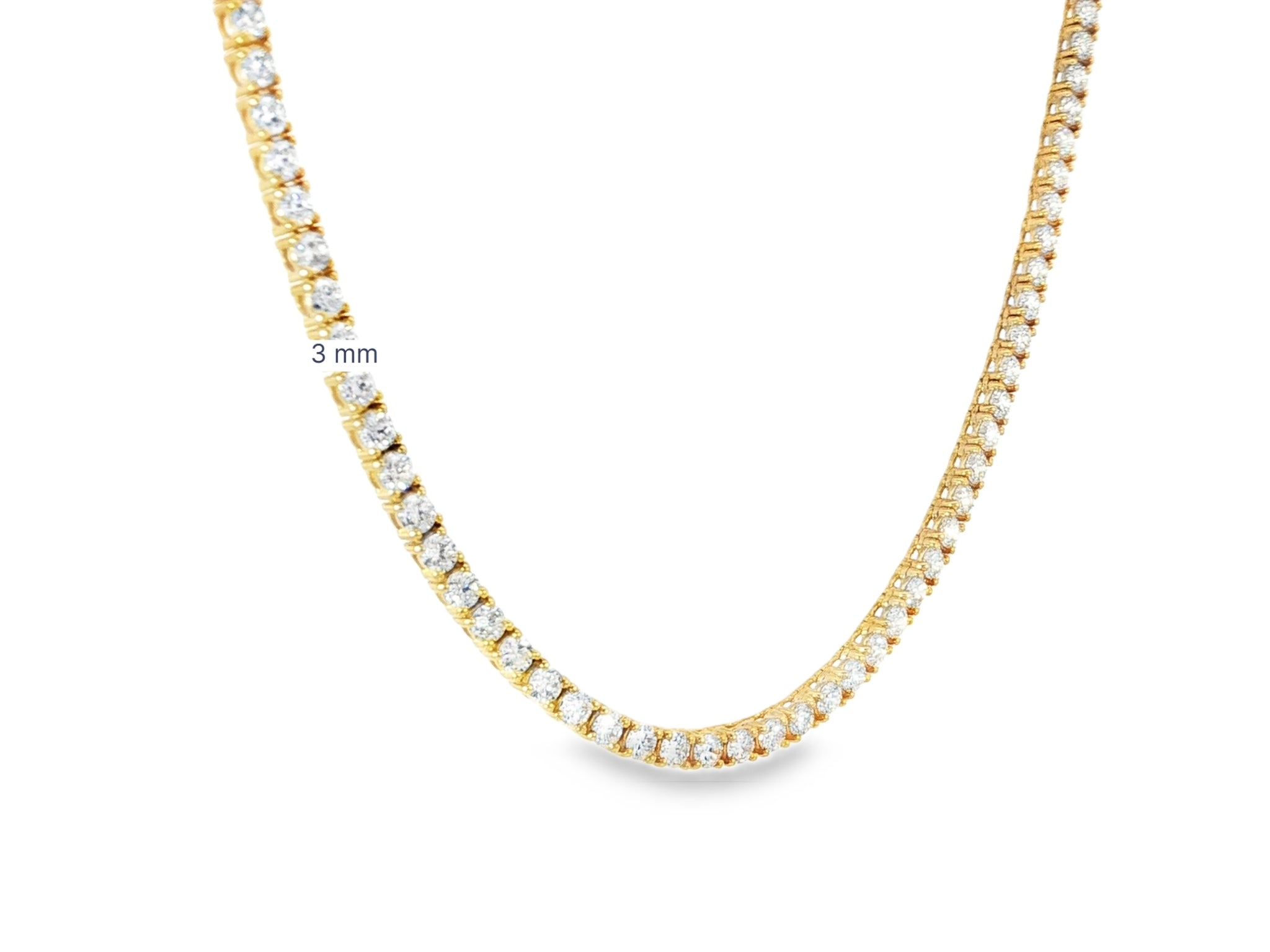 14k Gold Lab Grown Diamond Necklace with Classic Round - Cut Tennis Design 10.43ct - AVI THE JEWELER