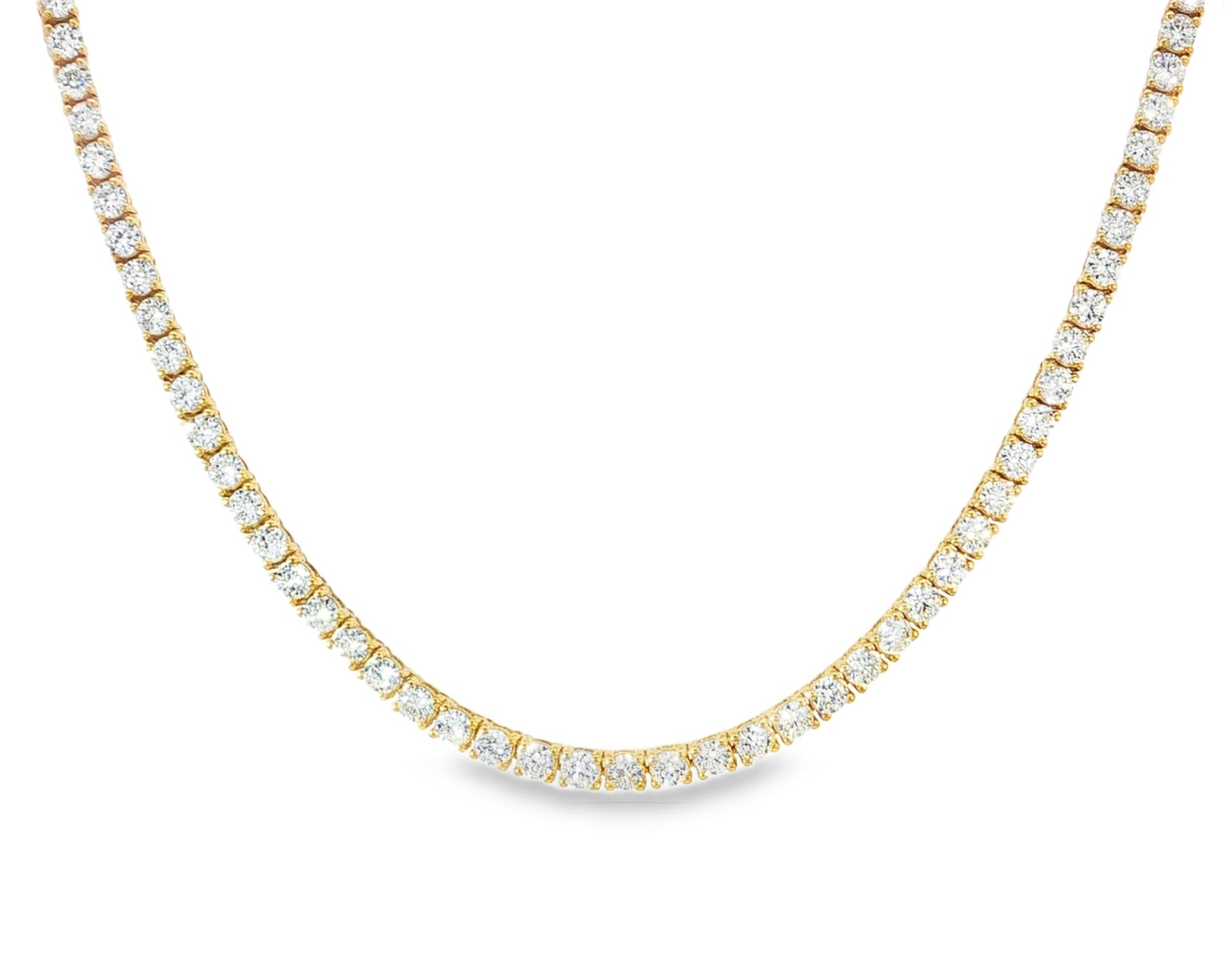 14k Gold Lab Grown Diamond Necklace with Classic Round - Cut Tennis Design 10.43ct - AVI THE JEWELER