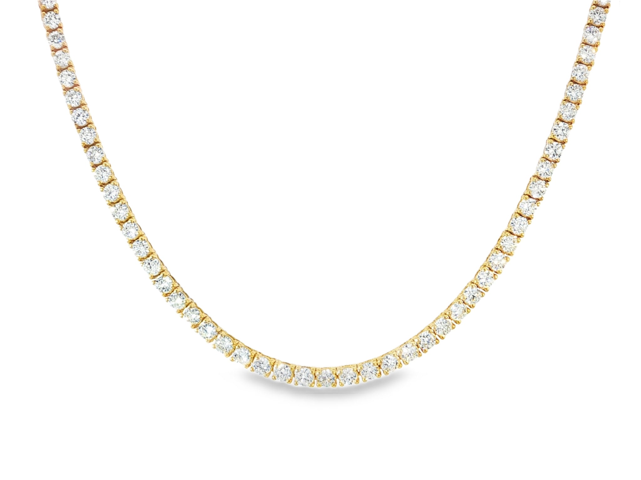 14k Gold Lab Grown Diamond Necklace with Classic Round - Cut Tennis Design 10.43ct - AVI THE JEWELER