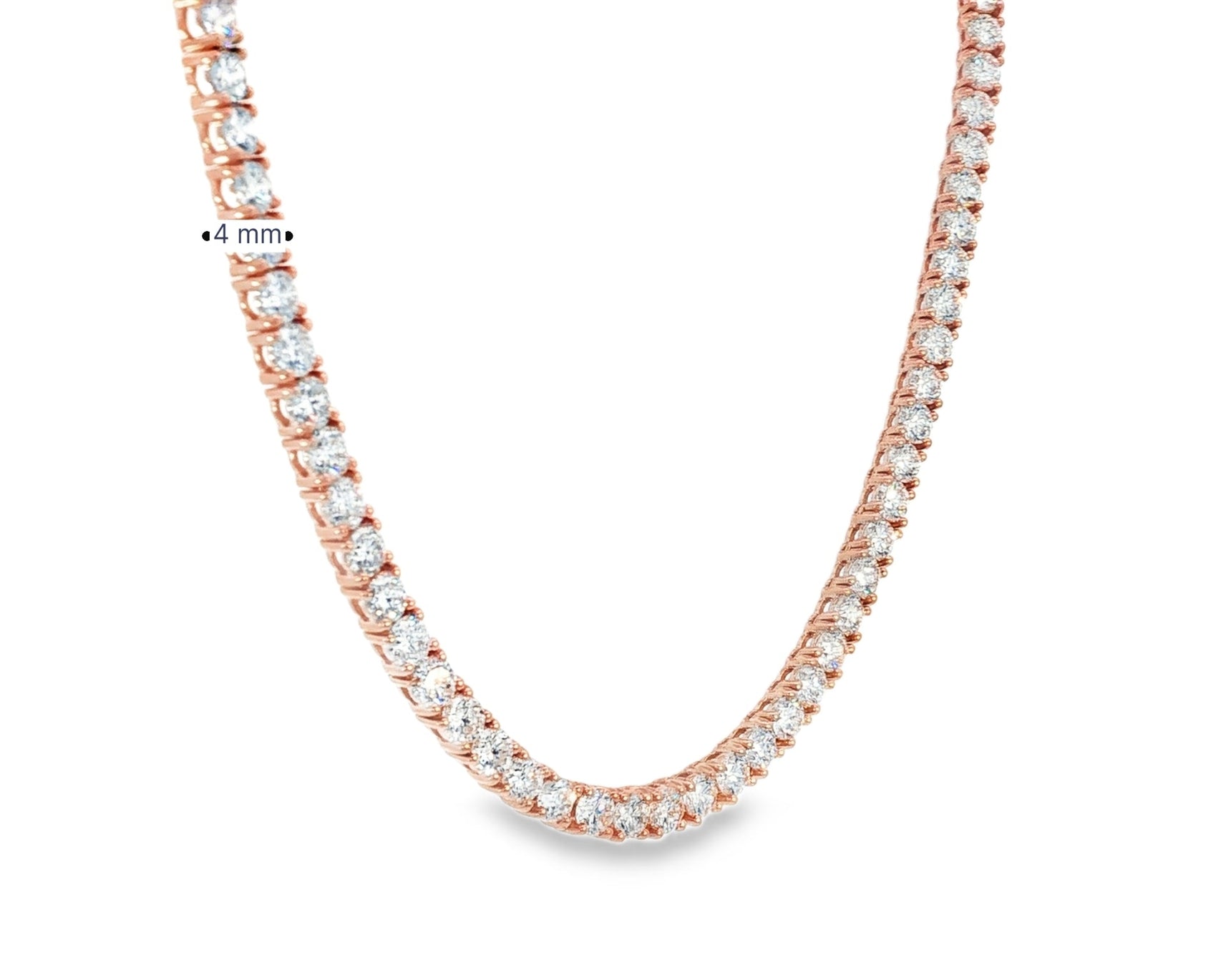 14k Gold Lab - Grown Diamond Necklace with Classic Round - Cut Tennis Design 14.09ct - AVI THE JEWELER