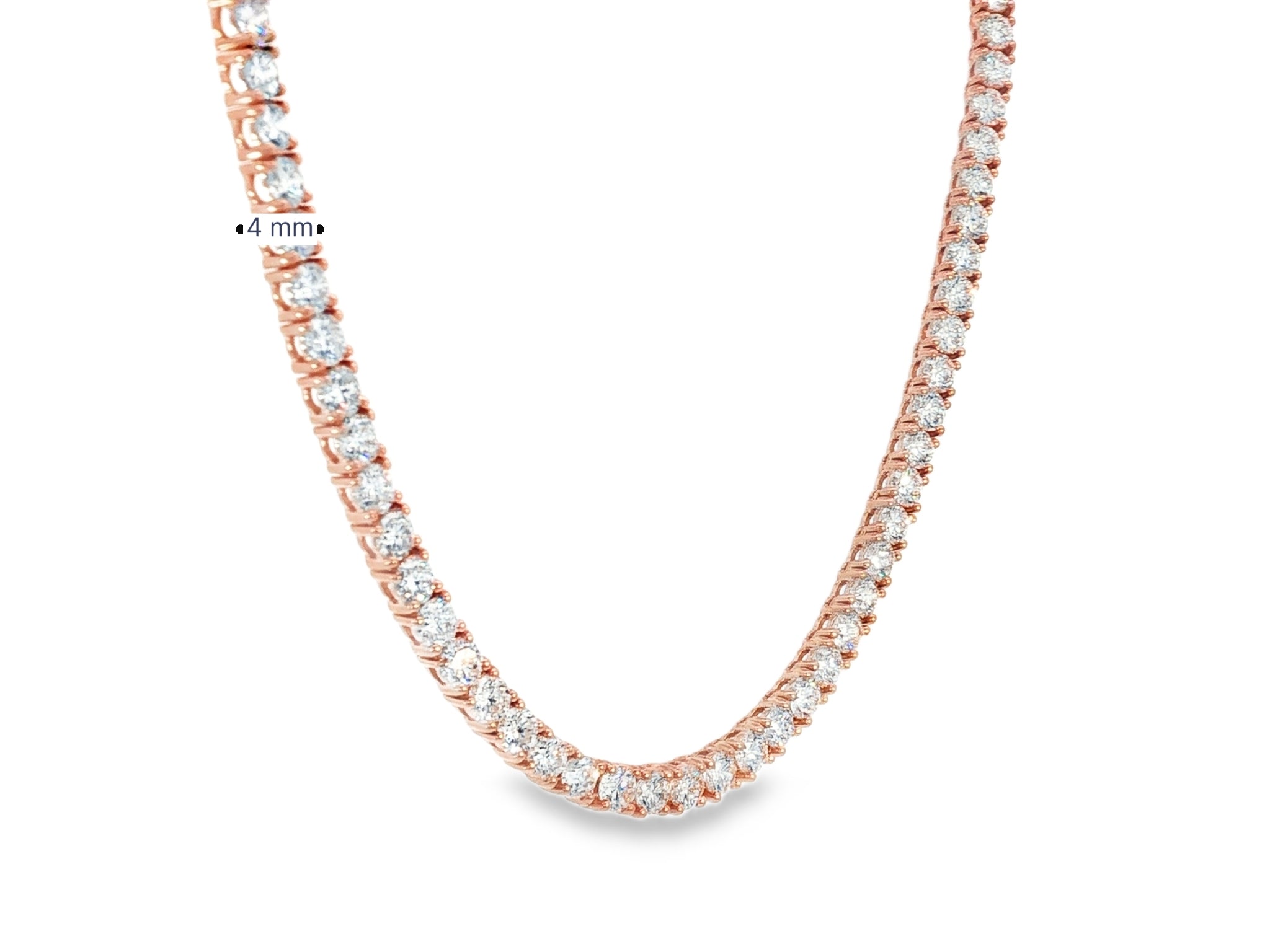 14k Gold Lab - Grown Diamond Necklace with Classic Round - Cut Tennis Design 14.09ct - AVI THE JEWELER