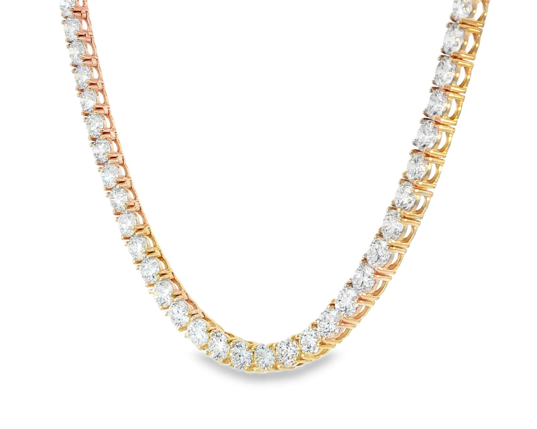 14k Gold Lab - Grown Diamond Necklace with Classic Round - Cut Tennis Design 35ct - AVI THE JEWELER