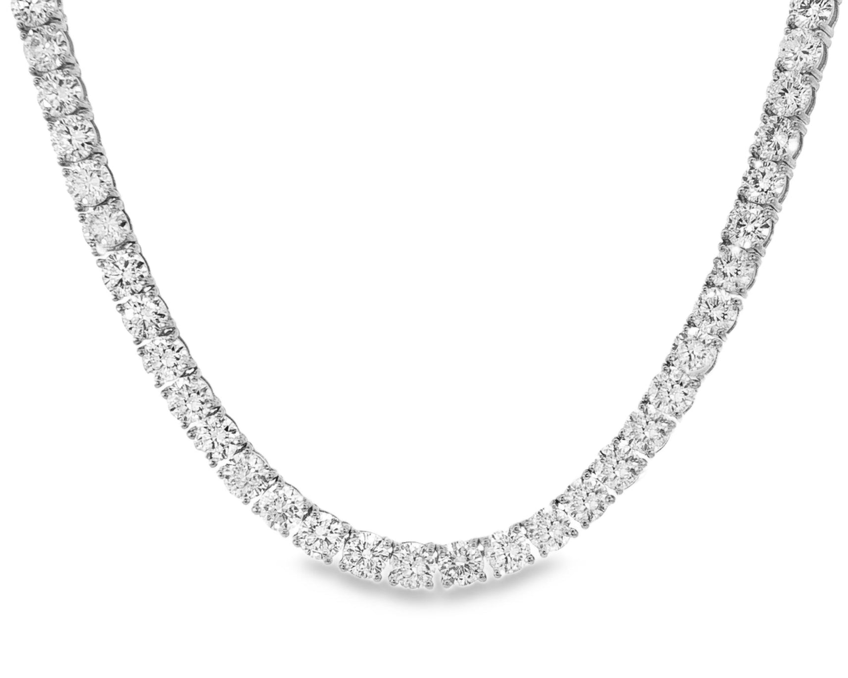14k Gold Lab - Grown Diamond Necklace with Classic Round - Cut Tennis Design 35ct - AVI THE JEWELER