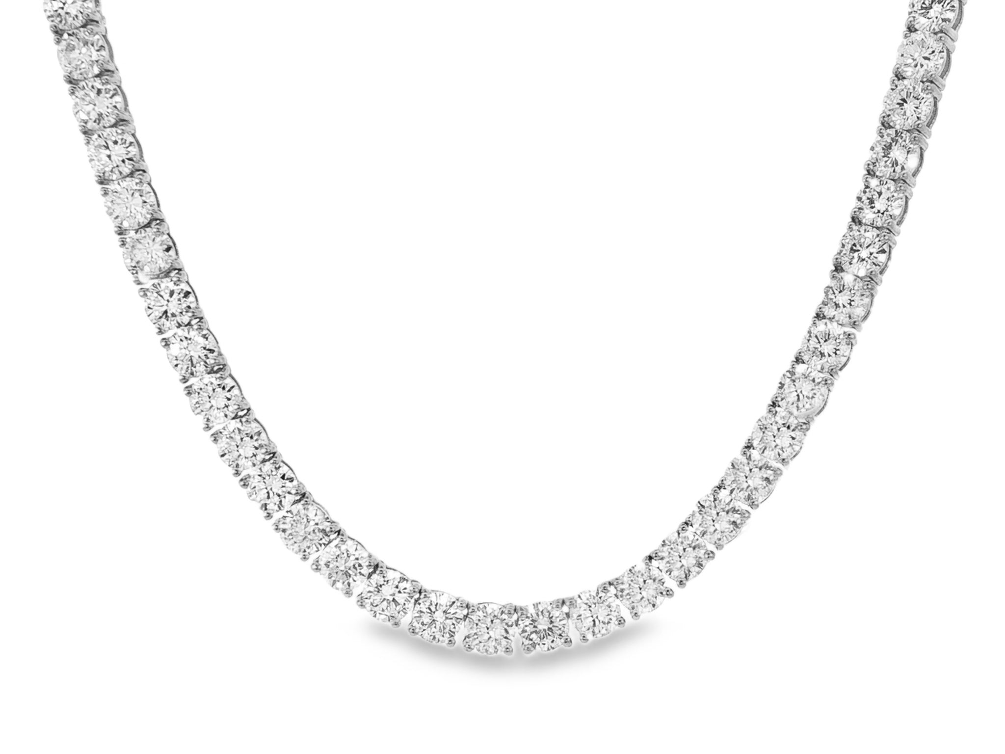 14k Gold Lab - Grown Diamond Necklace with Classic Round - Cut Tennis Design 35ct - AVI THE JEWELER