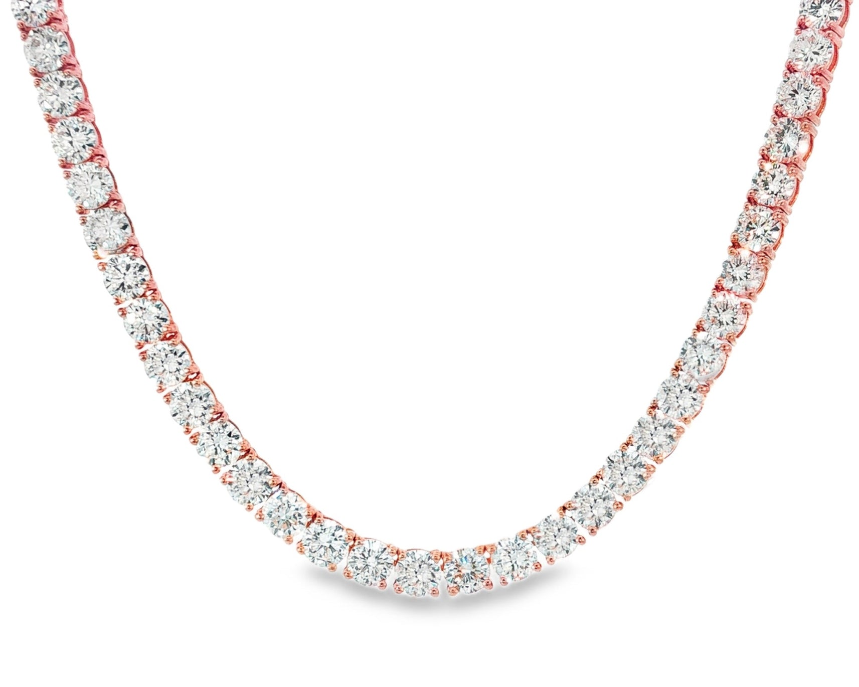14k Gold Lab - Grown Diamond Necklace with Classic Round - Cut Tennis Design 35ct - AVI THE JEWELER