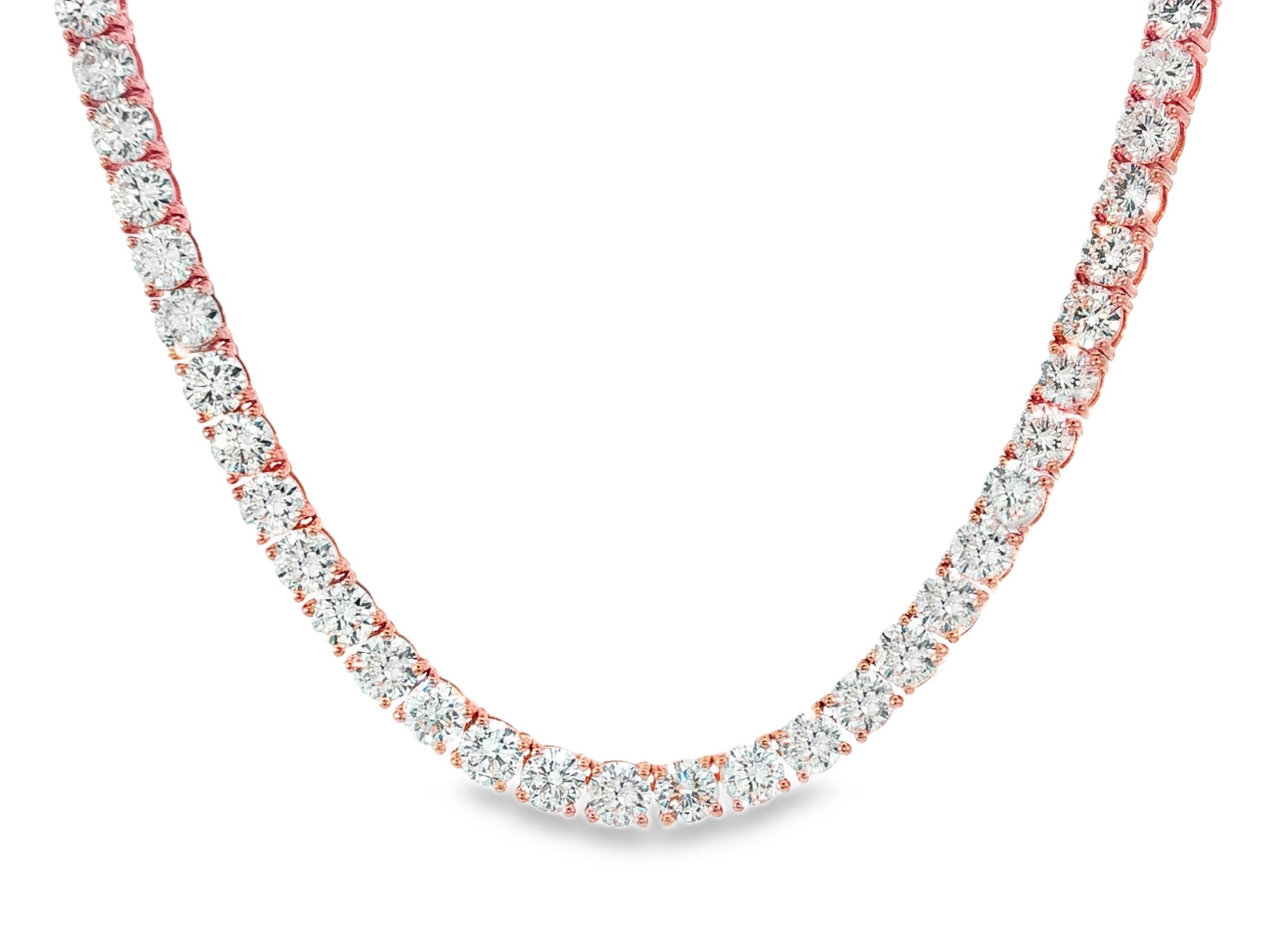 14k Gold Lab - Grown Diamond Necklace with Classic Round - Cut Tennis Design 35ct - AVI THE JEWELER